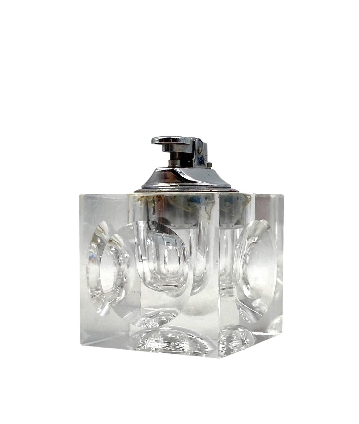Crystal table lighter, France 1970s 5