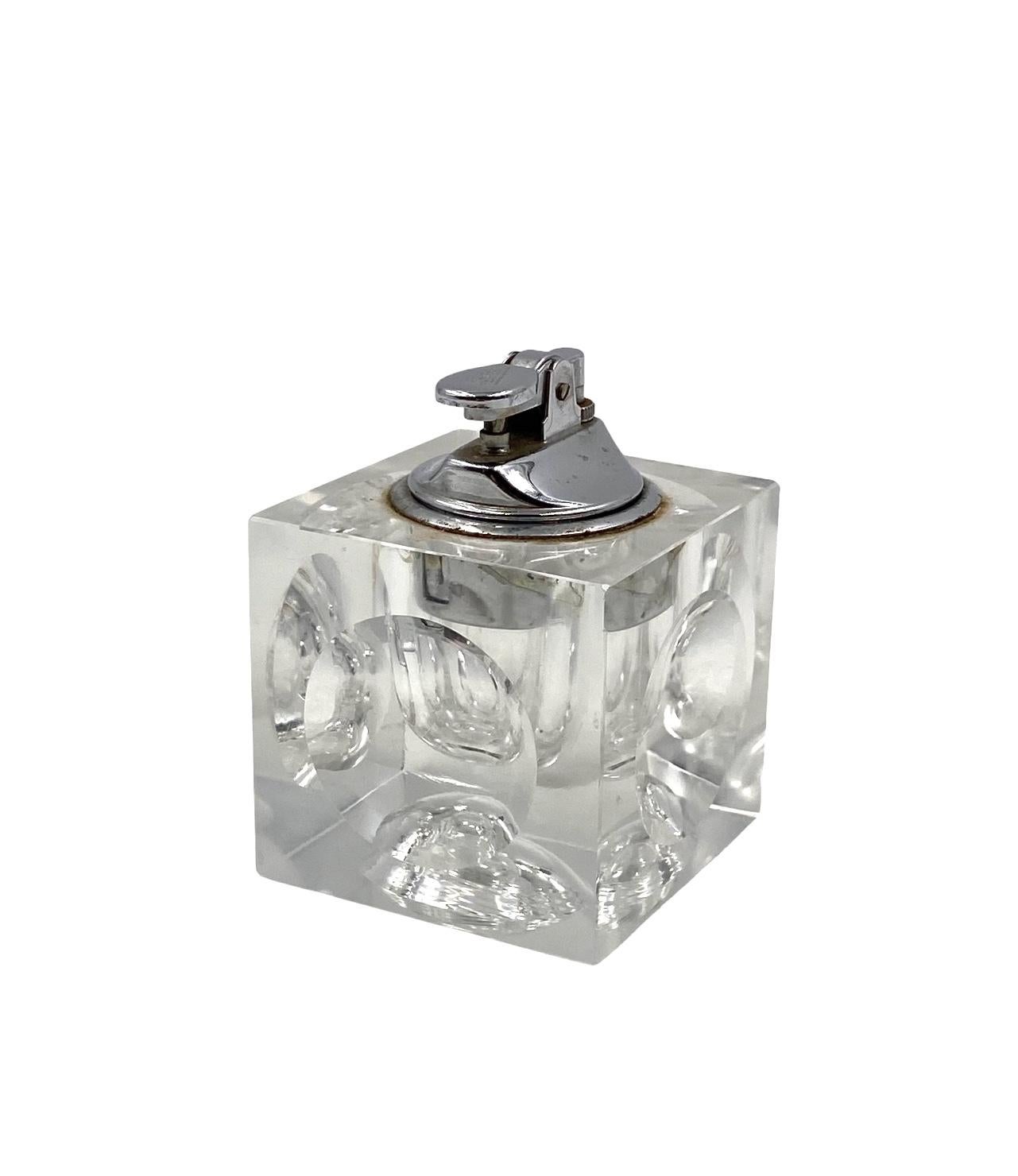 Crystal table lighter, France 1970s 6