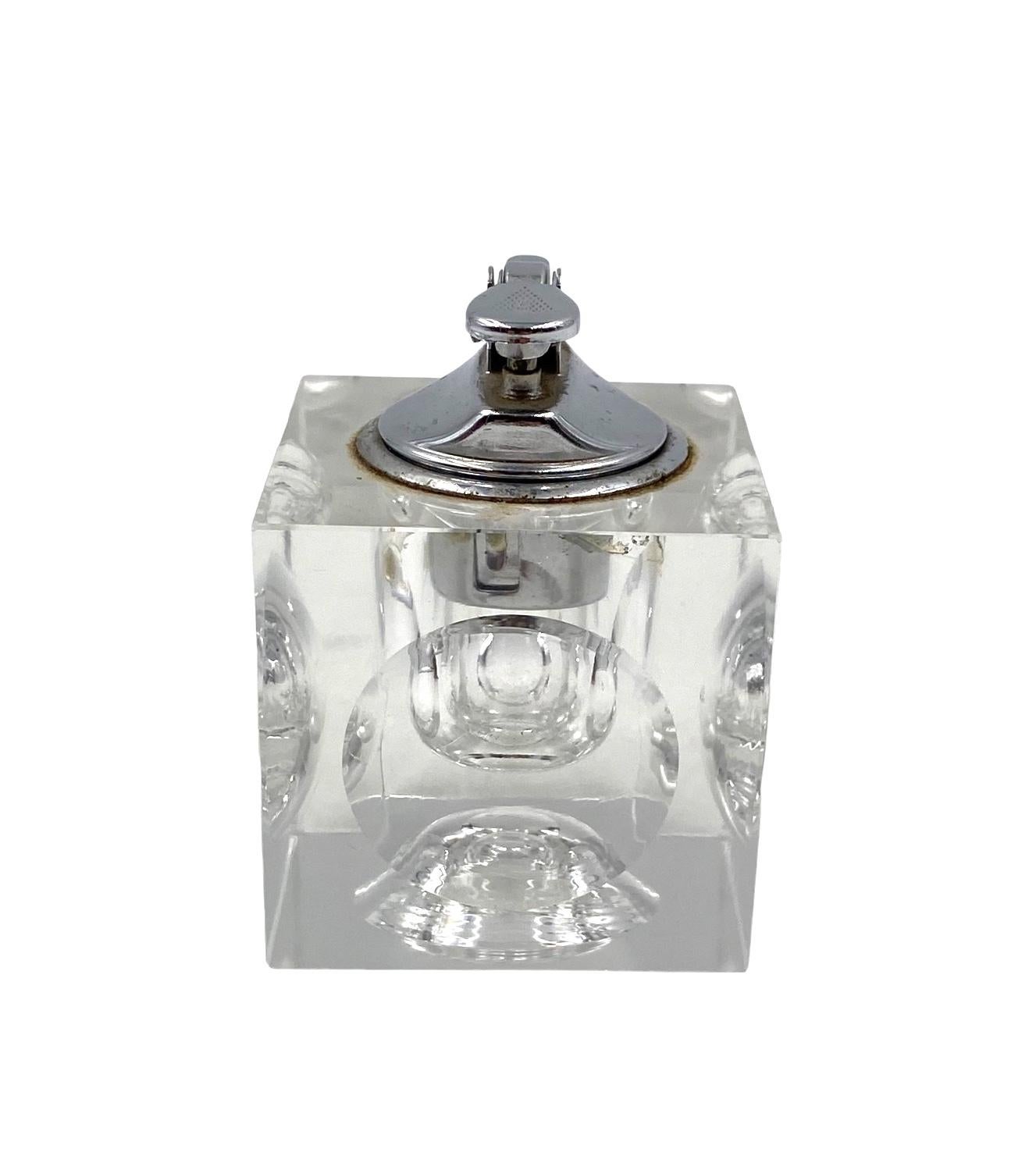 Crystal table lighter, France 1970s 7