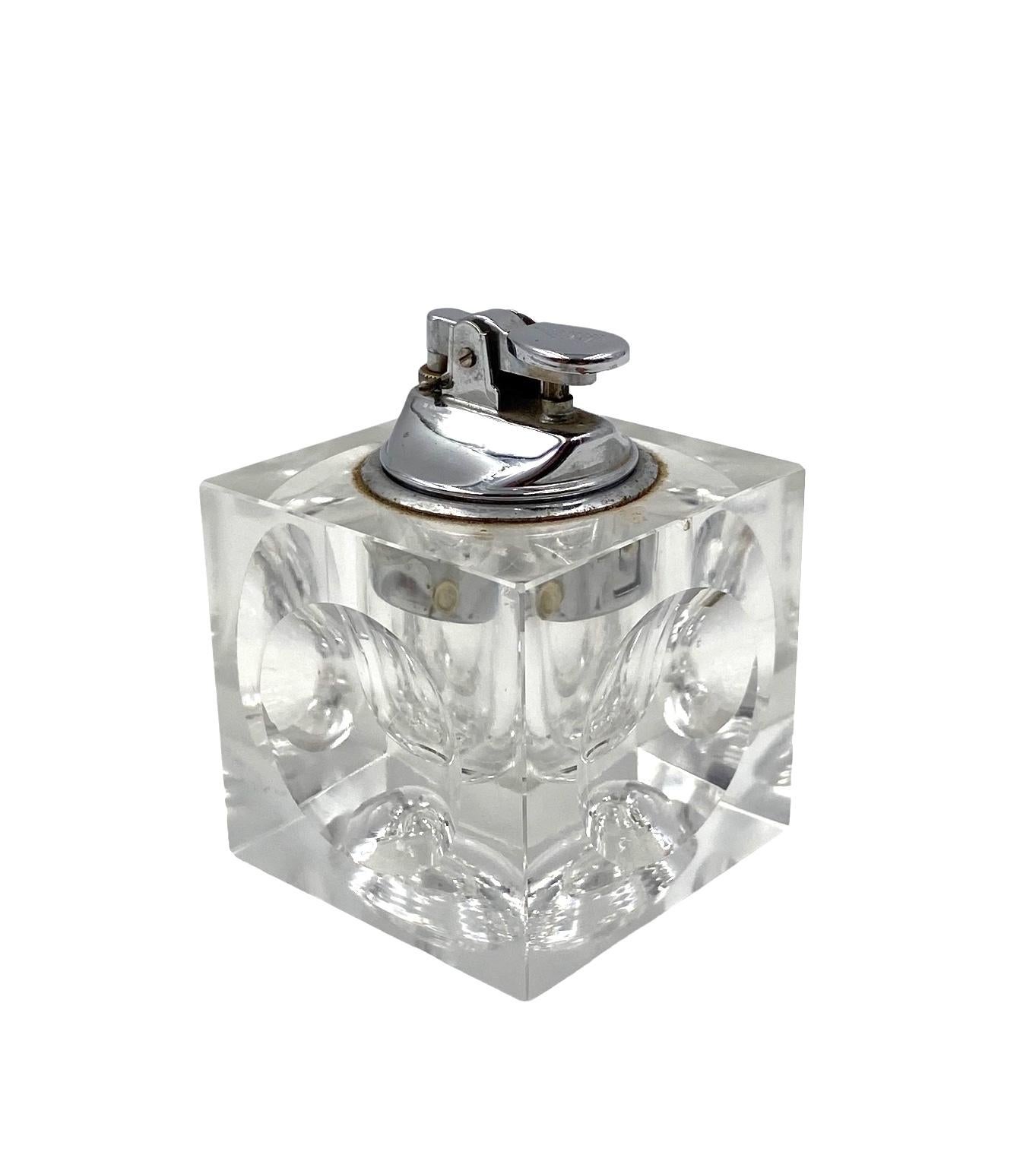 Crystal table lighter, France 1970s 8
