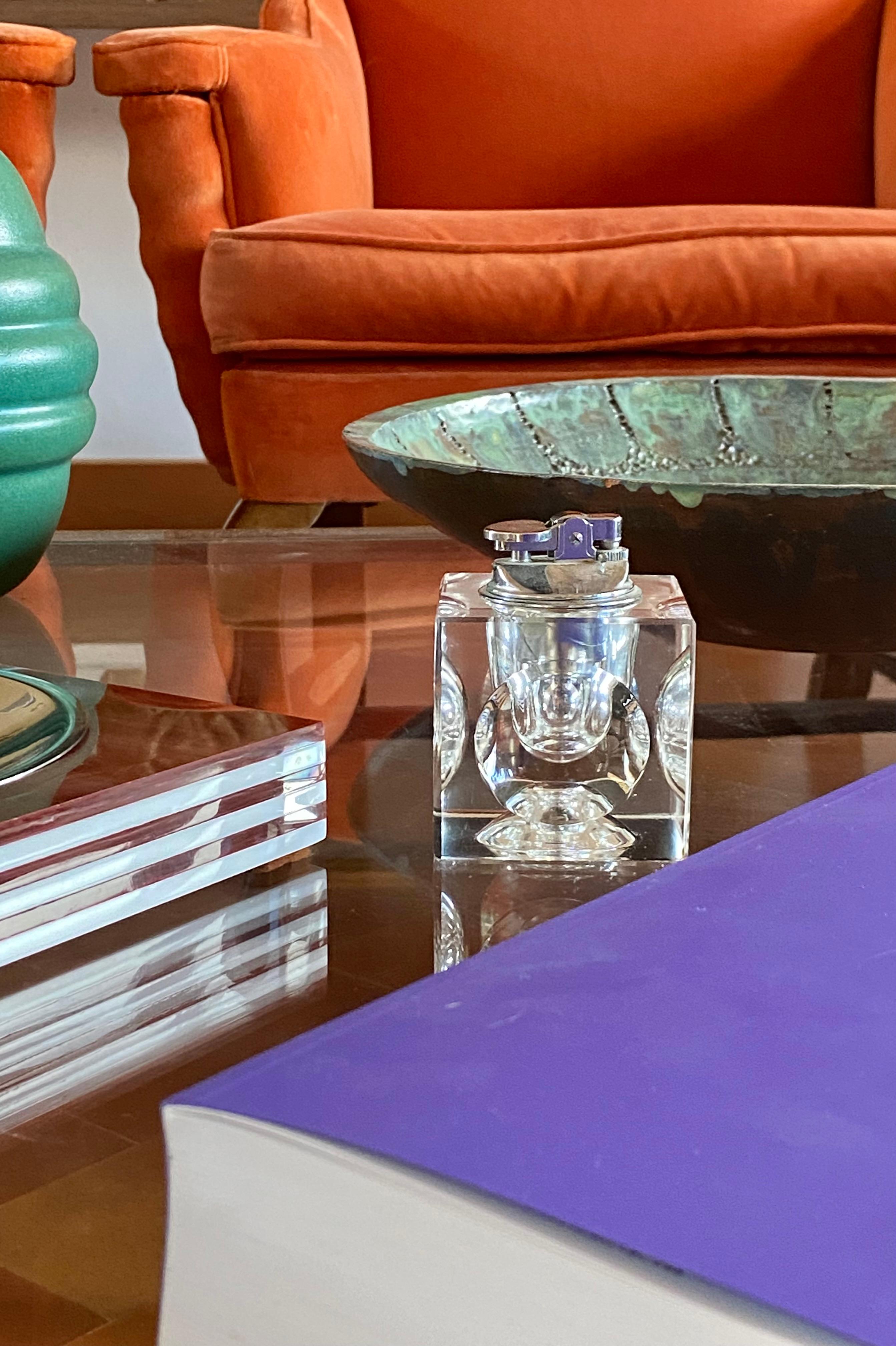 French Crystal table lighter, France 1970s