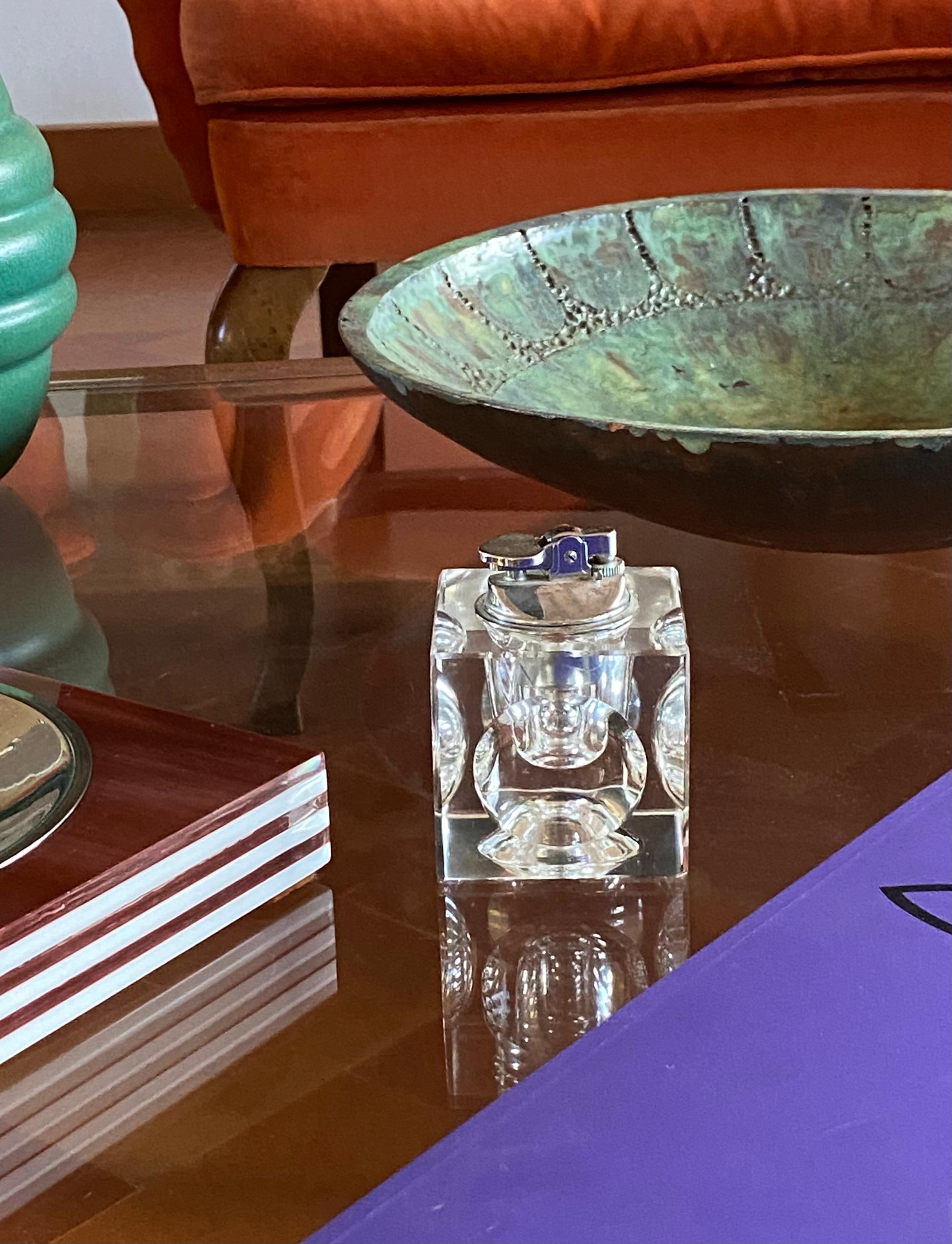 Crystal table lighter, France 1970s In Excellent Condition In Firenze, IT