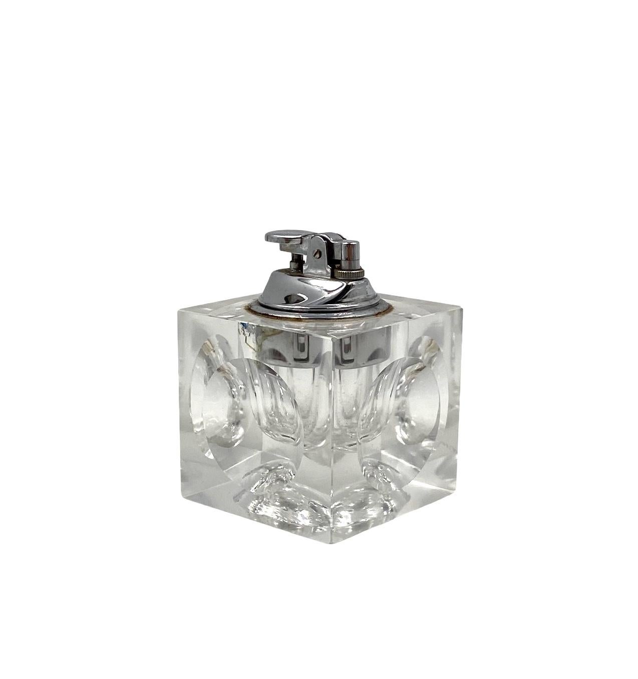 Crystal table lighter, France 1970s 1