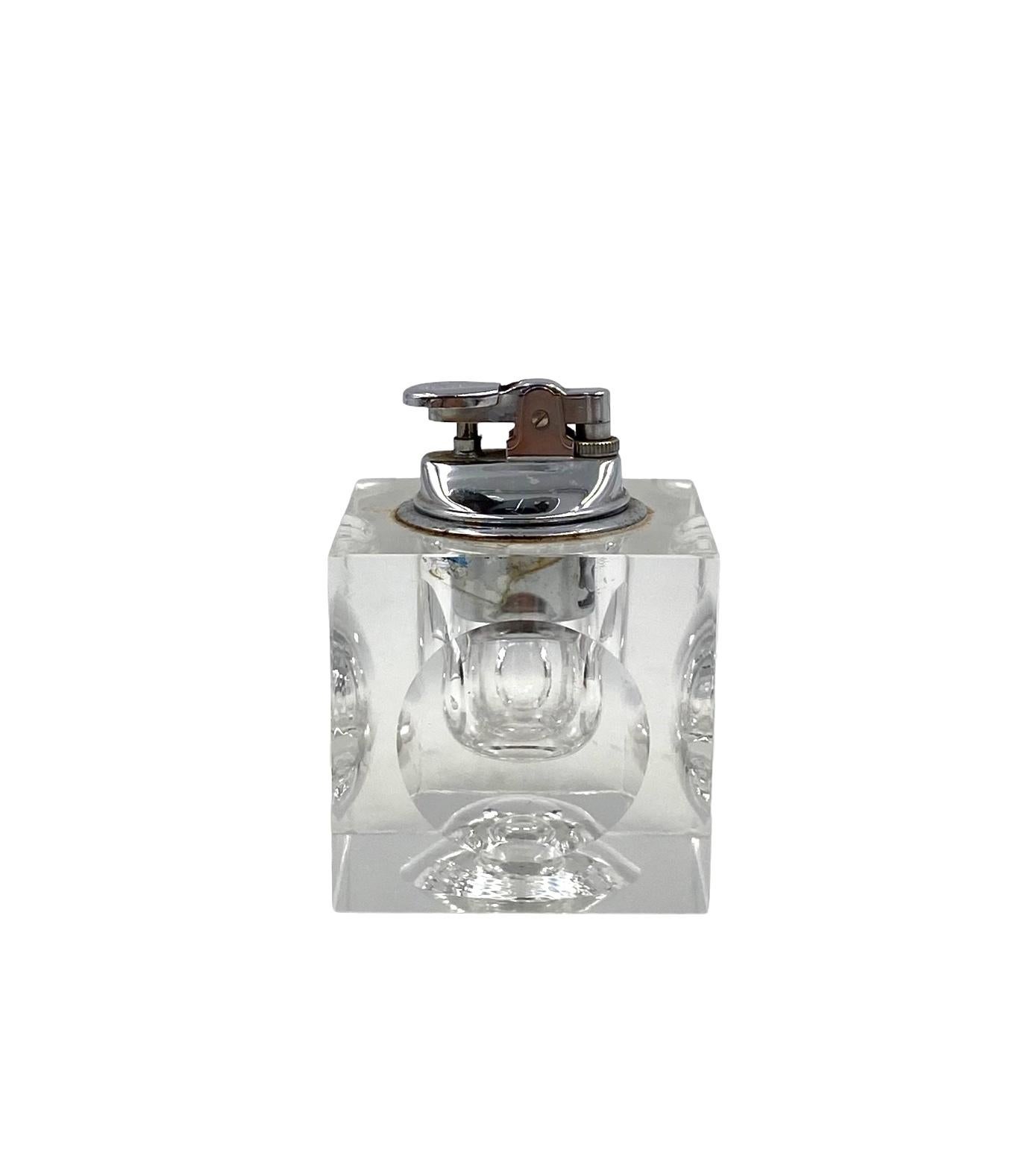 Crystal table lighter, France 1970s 2