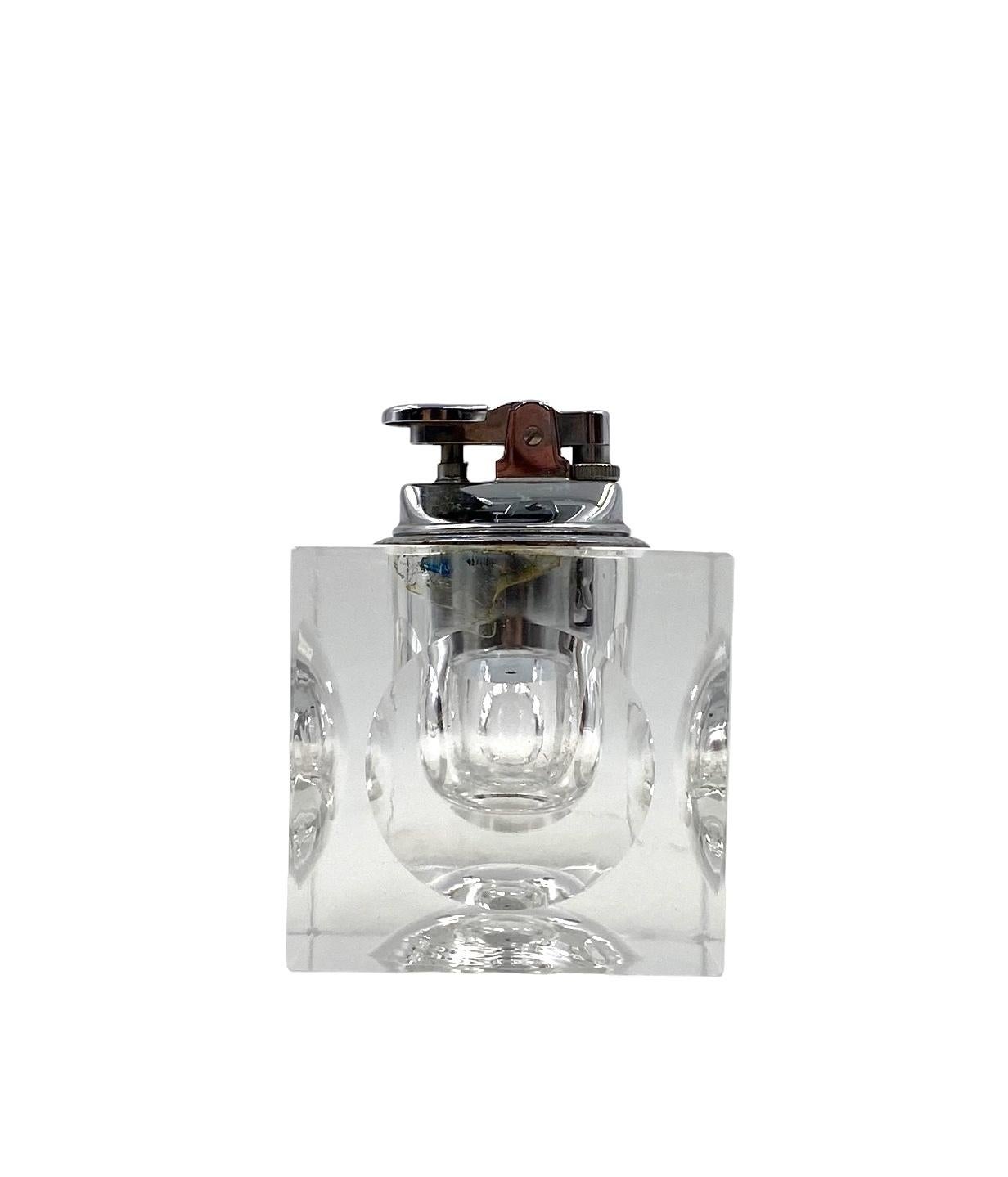 Crystal table lighter, France 1970s 3