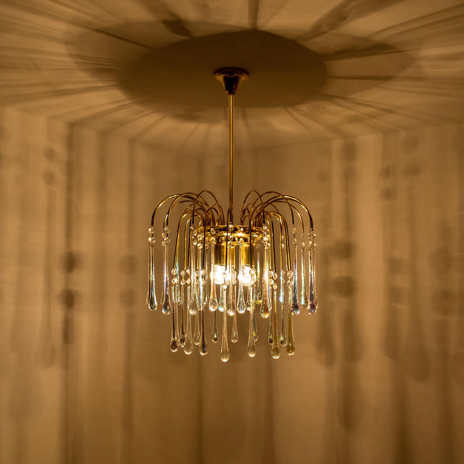 Crystal Teardrop Murano Glass Chandelier, Italy, 1950s 6