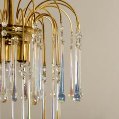 Crystal Teardrop Murano Glass Chandelier, Italy, 1950s