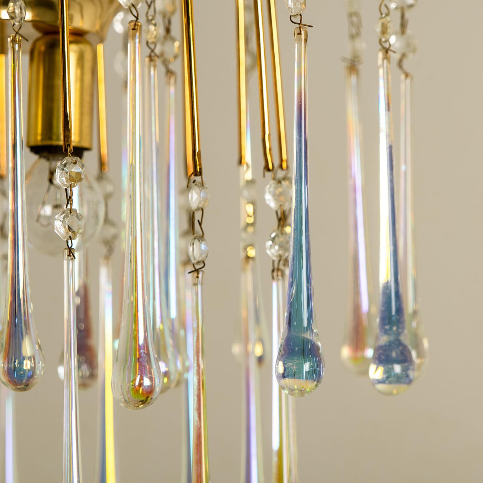 Mid-Century Modern Crystal Teardrop Murano Glass Chandelier, Italy, 1950s For Sale