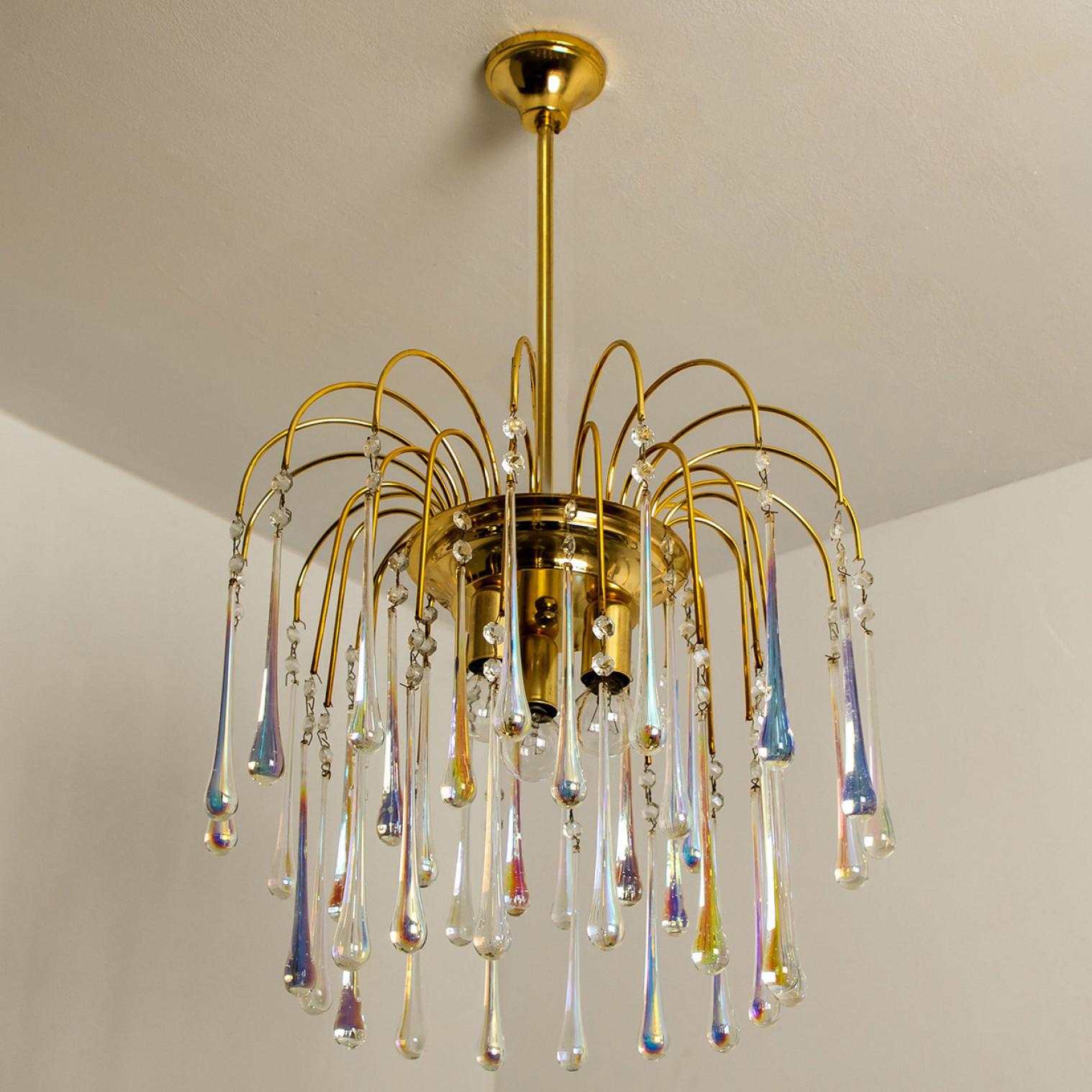 Italian Crystal Teardrop Murano Glass Chandelier, Italy, 1950s For Sale