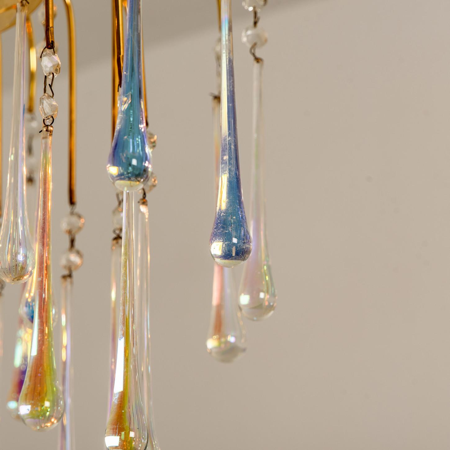 Other Crystal Teardrop Murano Glass Chandelier, Italy, 1950s For Sale