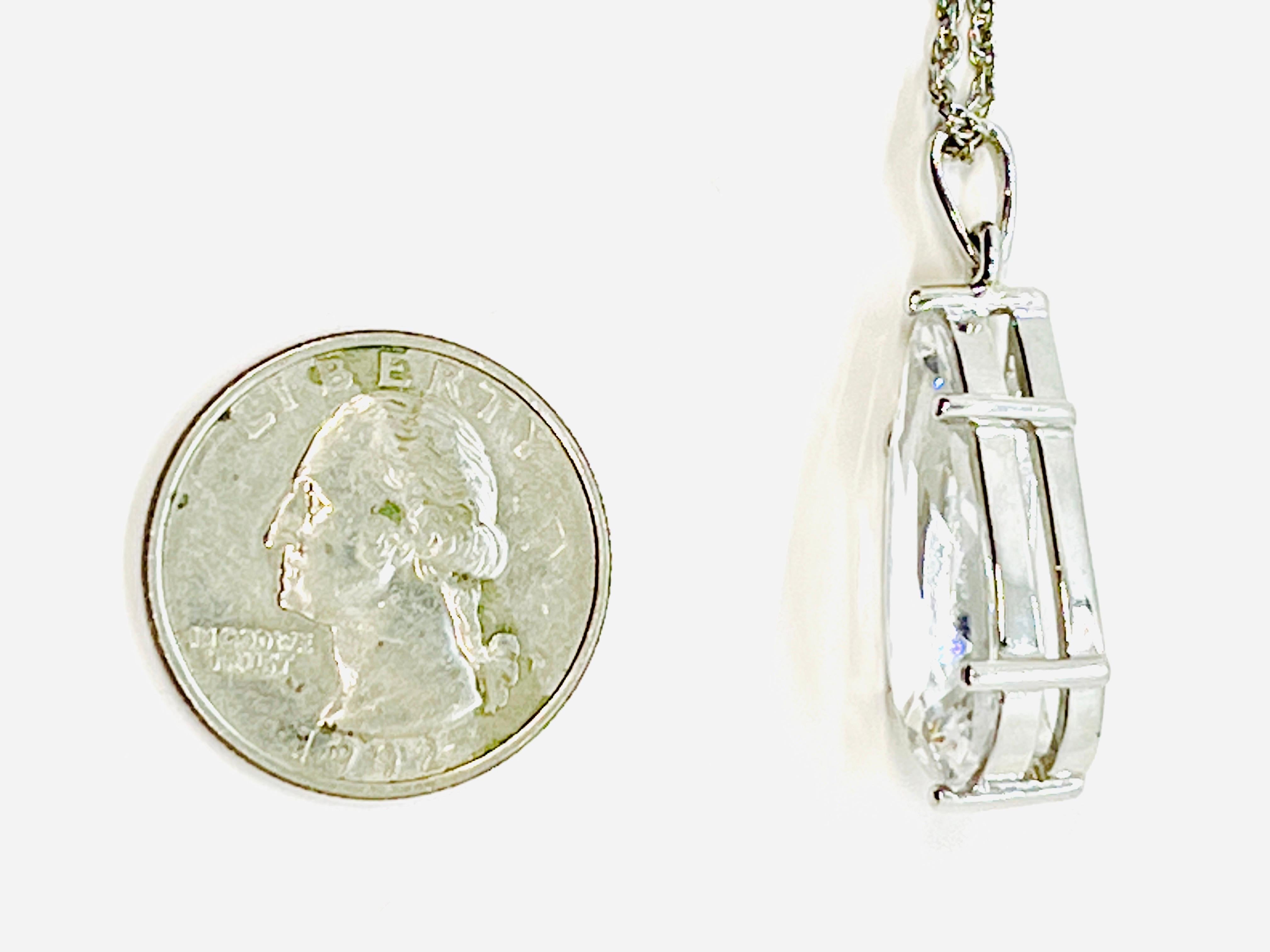 Crystal Teardrop Pendant Necklace, 925 Thai Silver For Sale 7