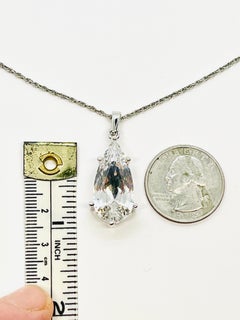 Crystal Teardrop Pendant Necklace, 925 Thai Silver