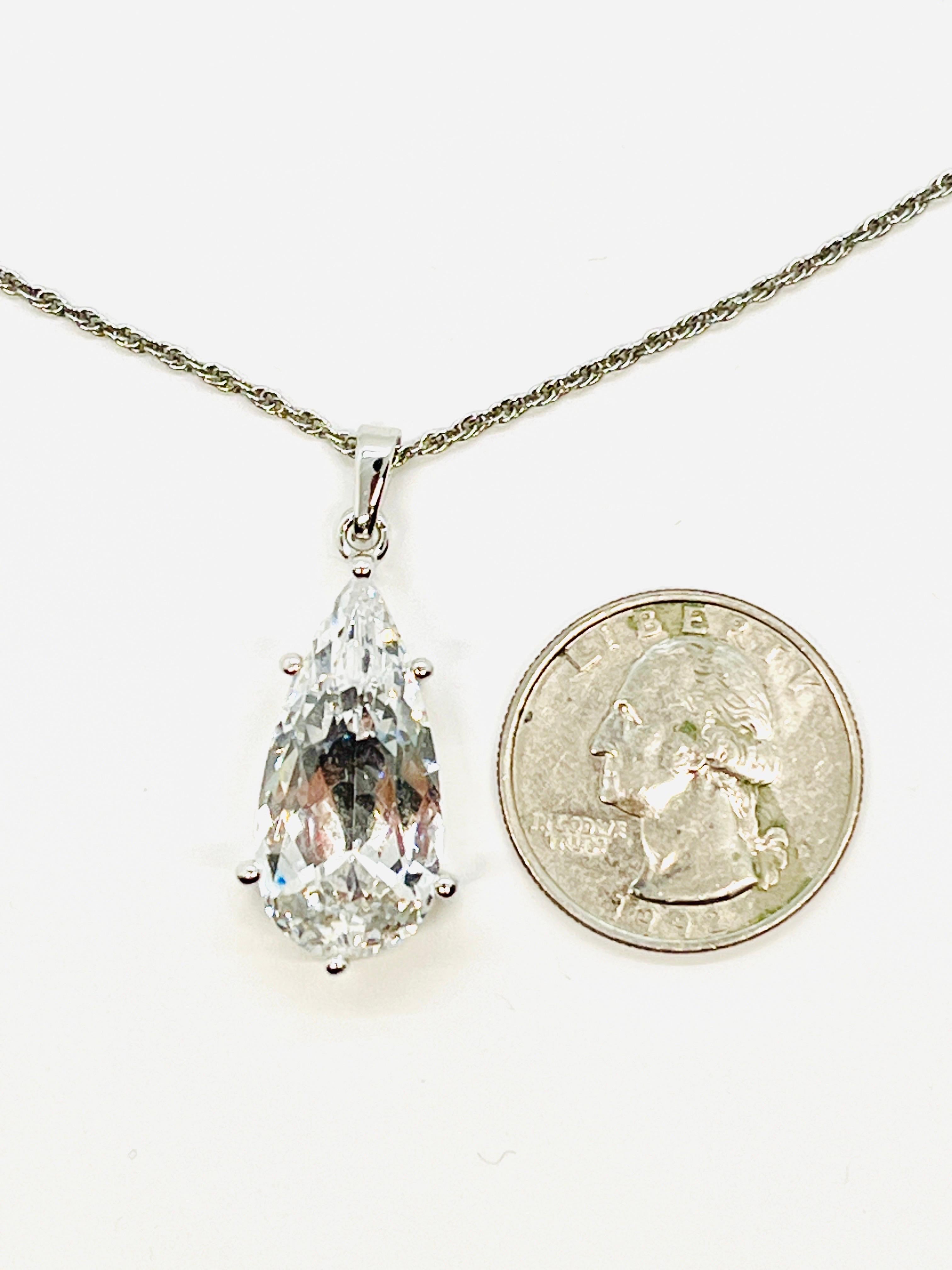 Contemporary Crystal Teardrop Pendant Necklace, 925 Thai Silver For Sale