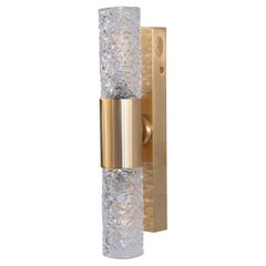 Lampada da parete Crystal Tube a 2 luci in ottone placcato oro e cristallo