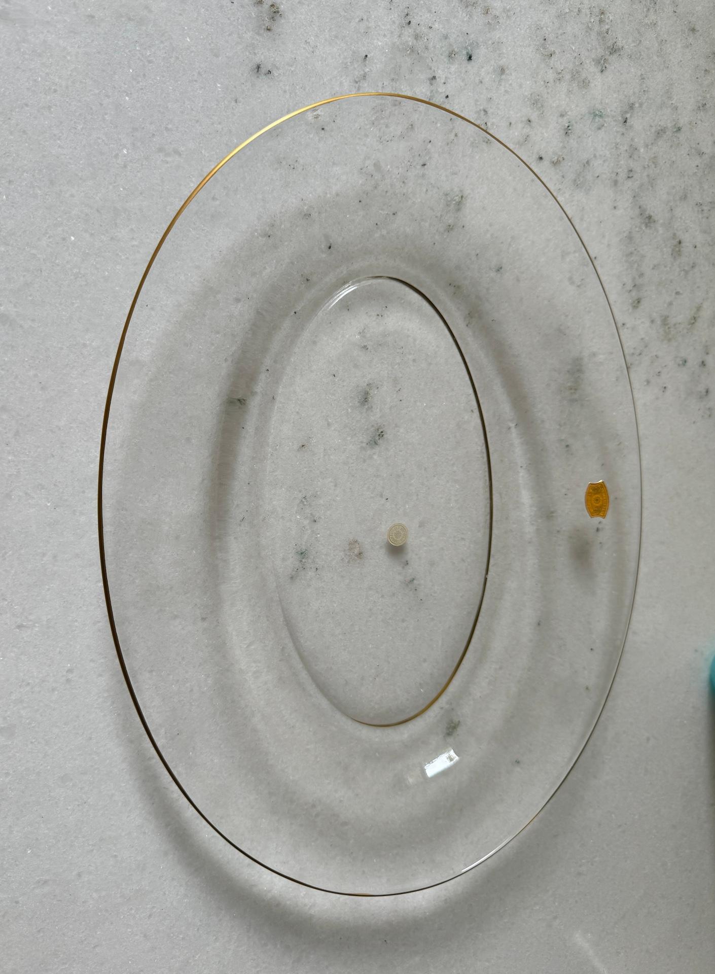Vajilla de Cristal Val Saint Lambert Platos hondos y llanos oblongos Pareja disponible Belga en venta