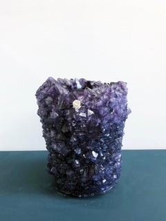 Vase aus Kristallkristall in Blau Medium von Isaac Monte