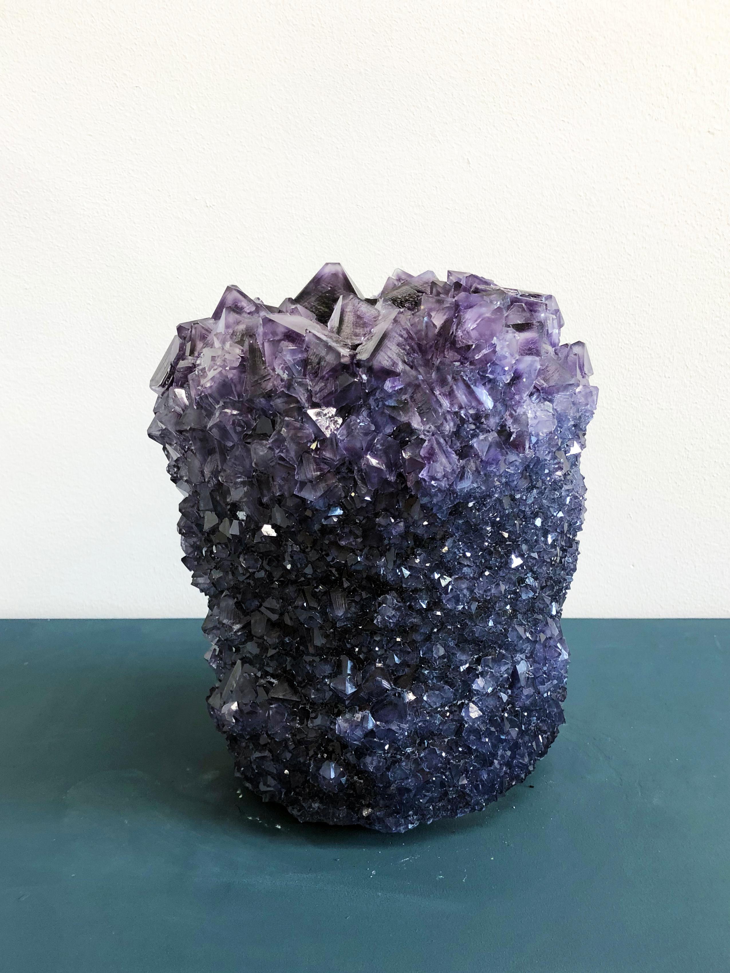 Baroque Crystal Vase Blue Medium by Isaac Monte For Sale