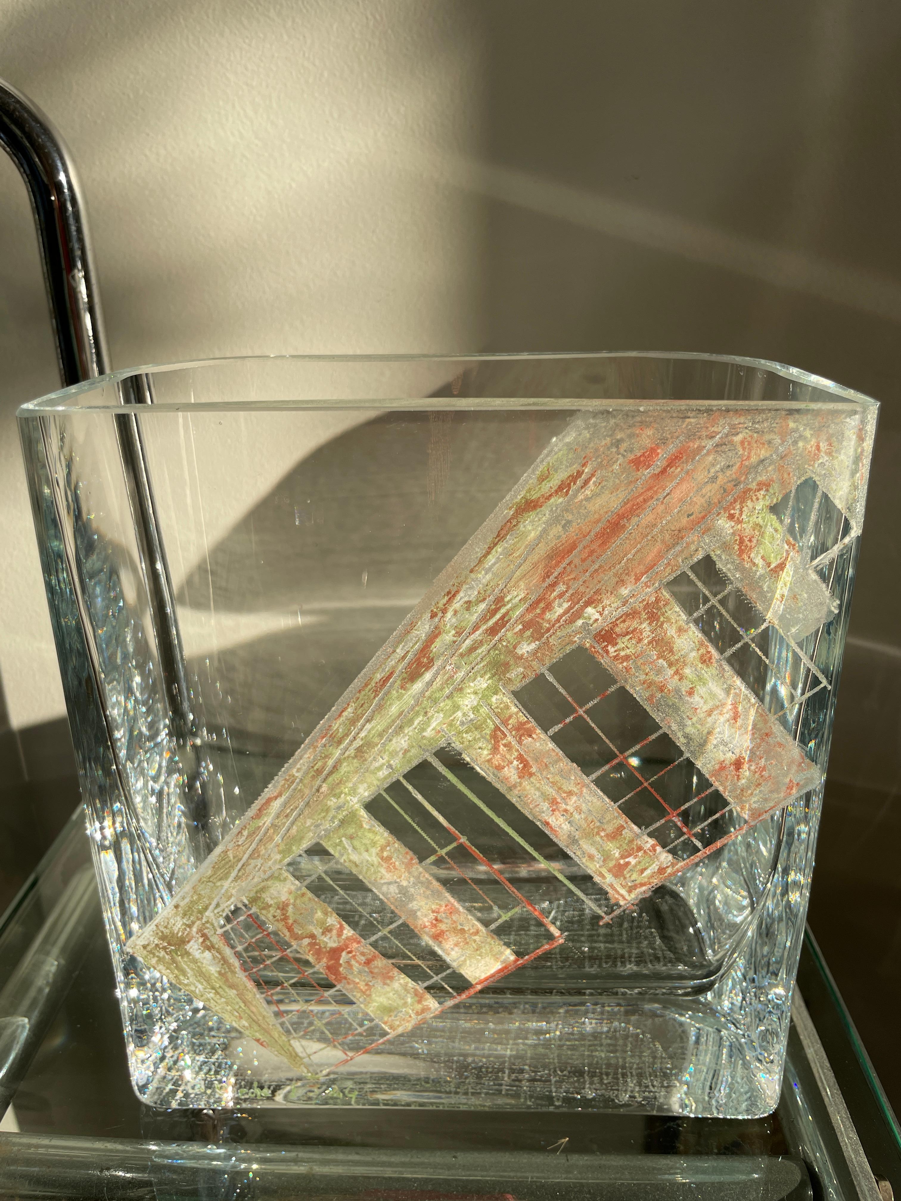Kristallvase aus Kristall von Anatole Riecke, Mitte des Jahrhunderts, La Coupole Restaurant Paris im Angebot 1