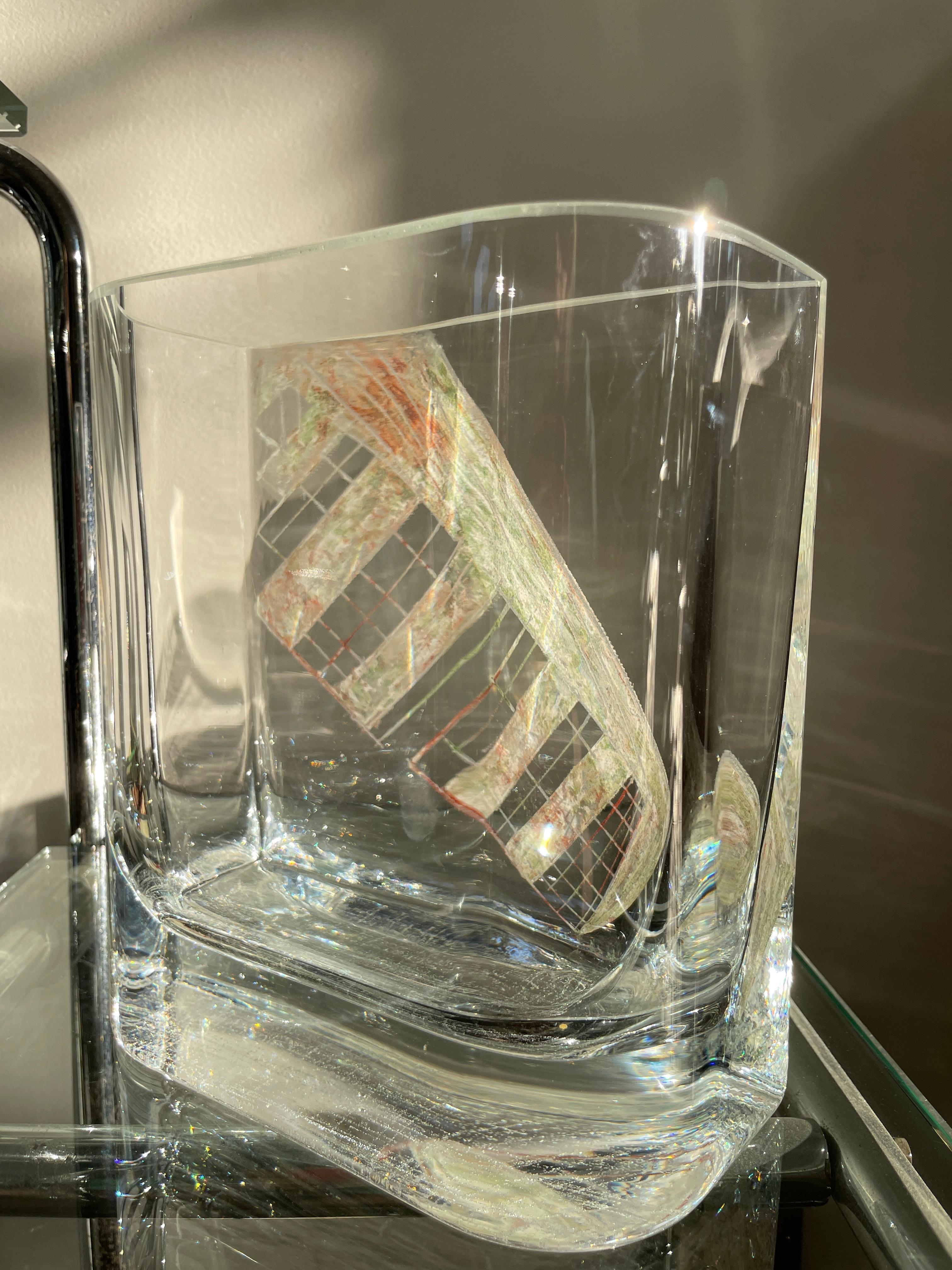 Crystal Vase by Anatole Riecke, Mid Century, La Coupole Restaurant Paris For Sale 2
