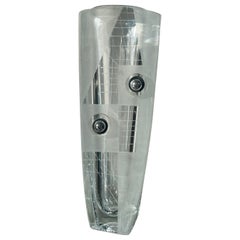 Vase en cristal d'Anatole Riecke, Translucide, Opaque, Blanc, Noir et Argent