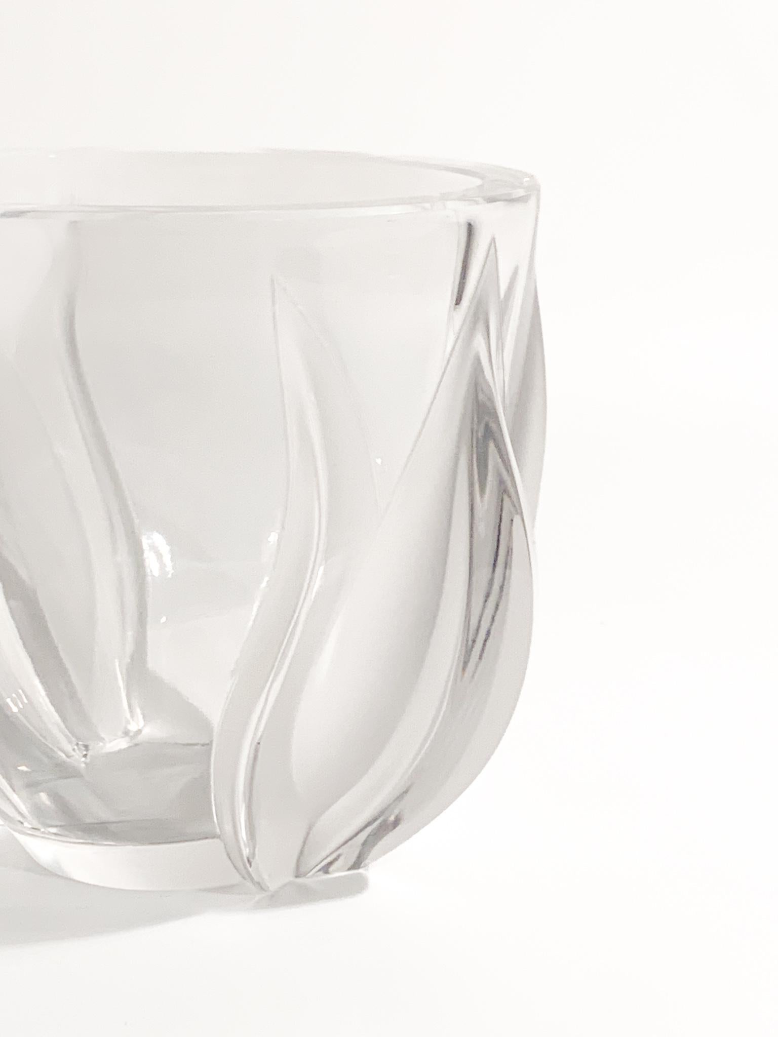 Late 20th Century Crystal Vase by Lalique Deux Tulipes 80s For Sale