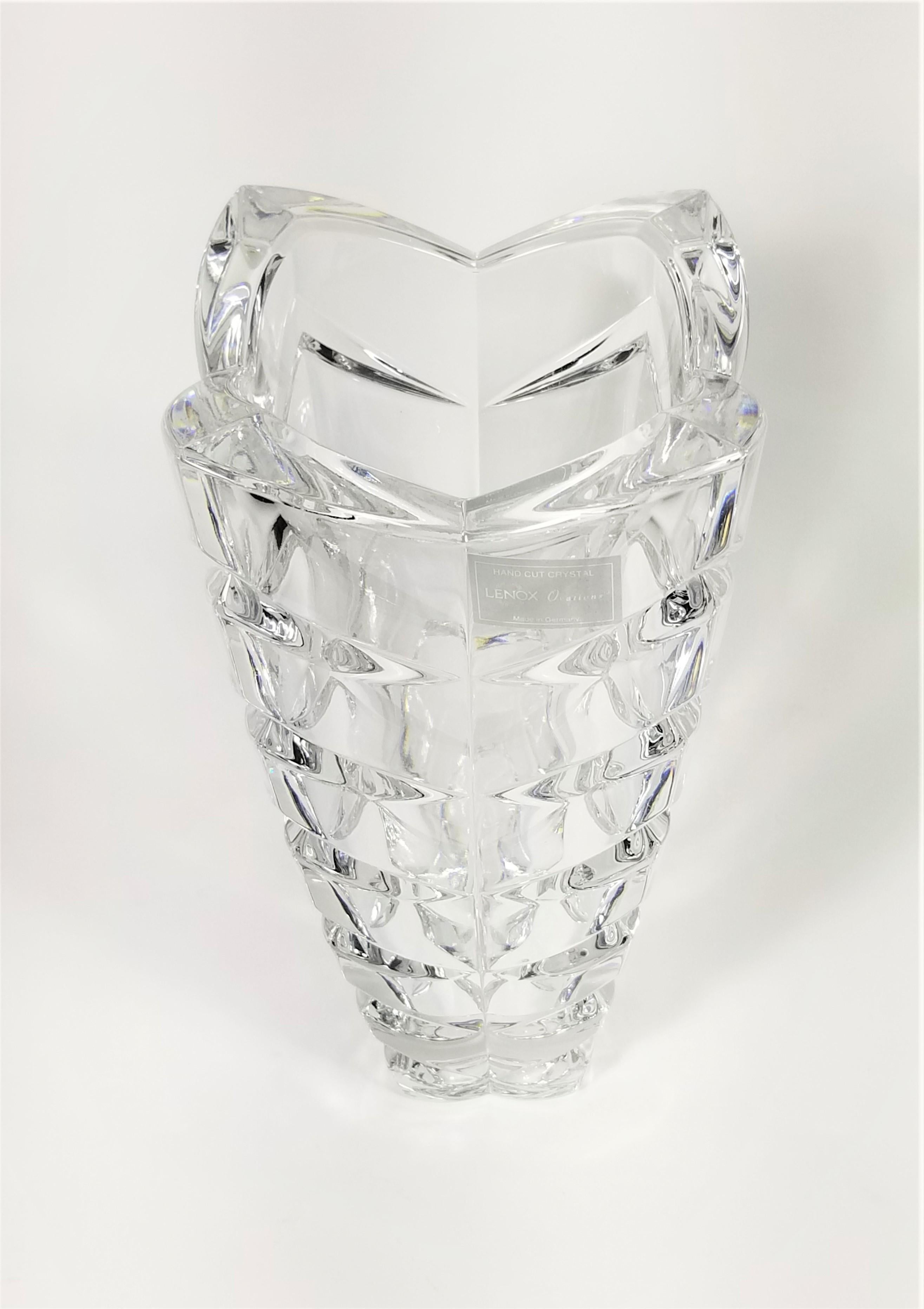 Crystal Vase by Lenox Hand Cut  Made in Germany Unused  In Excellent Condition For Sale In New York, NY