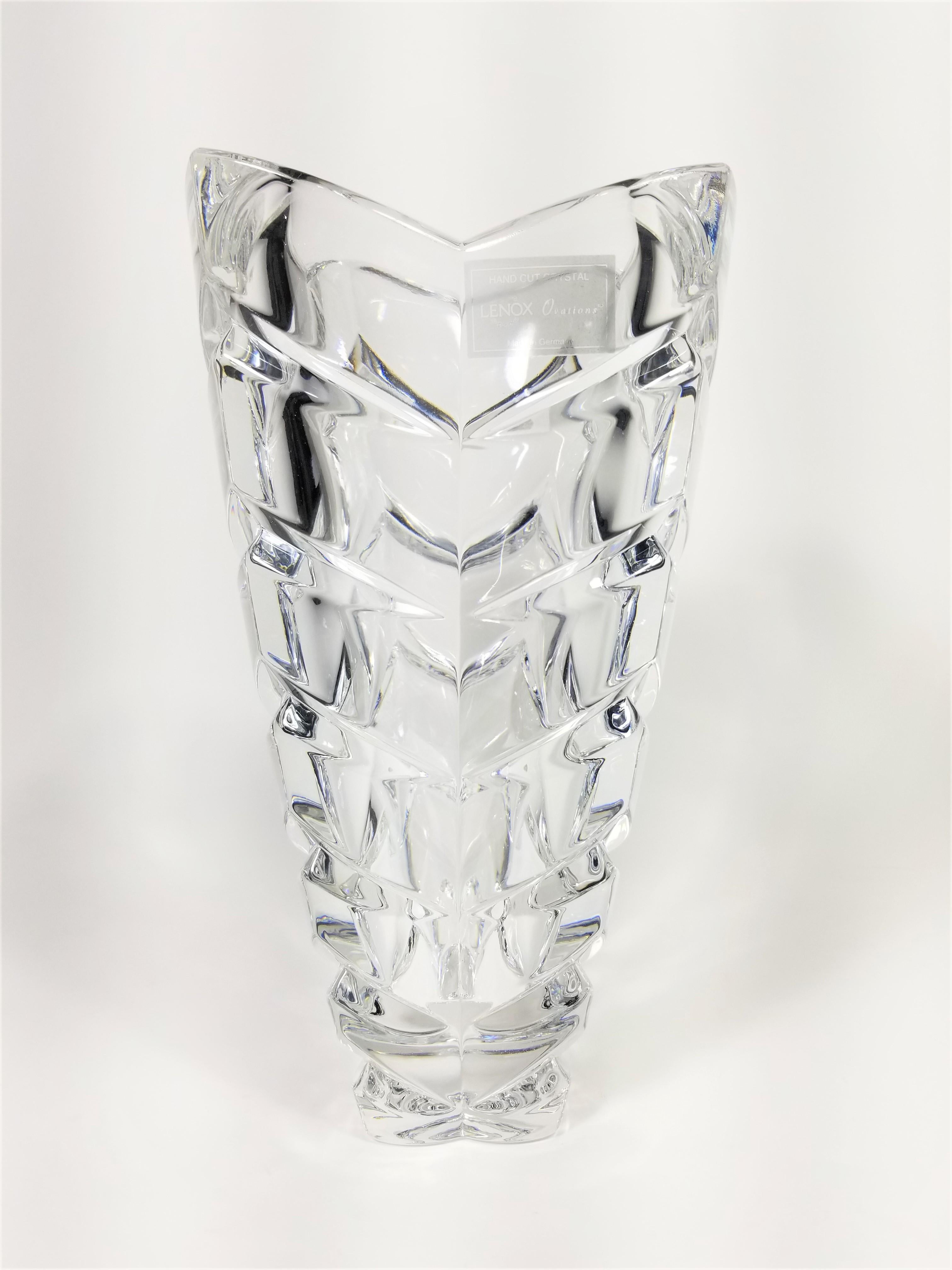 20th Century Crystal Vase by Lenox Hand Cut  Made in Germany Unused  For Sale