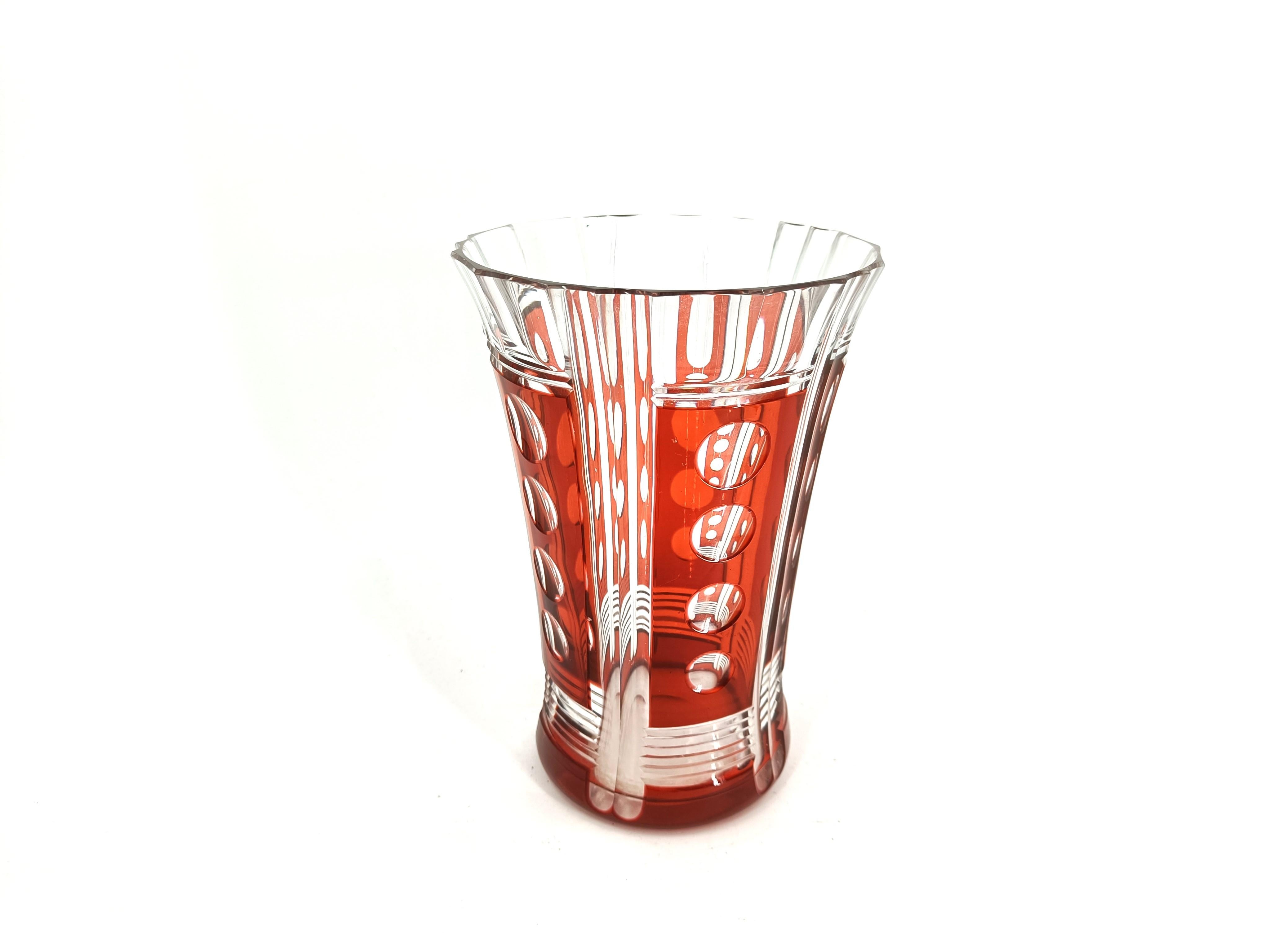 Art Déco Vaso di cristallo di Val Saint Lambert, anni '60 in vendita
