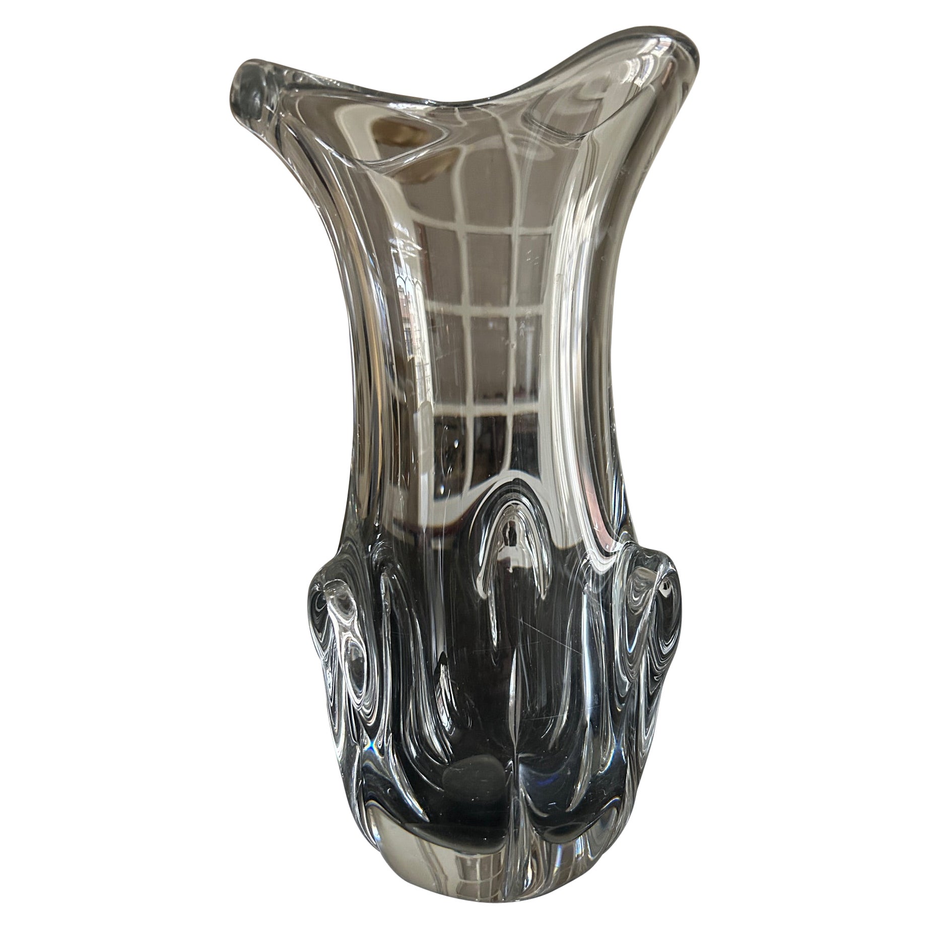 Neoclassical Crystal Vase by Val Saint Lambert, Belgium, Circa 1950 For Sale