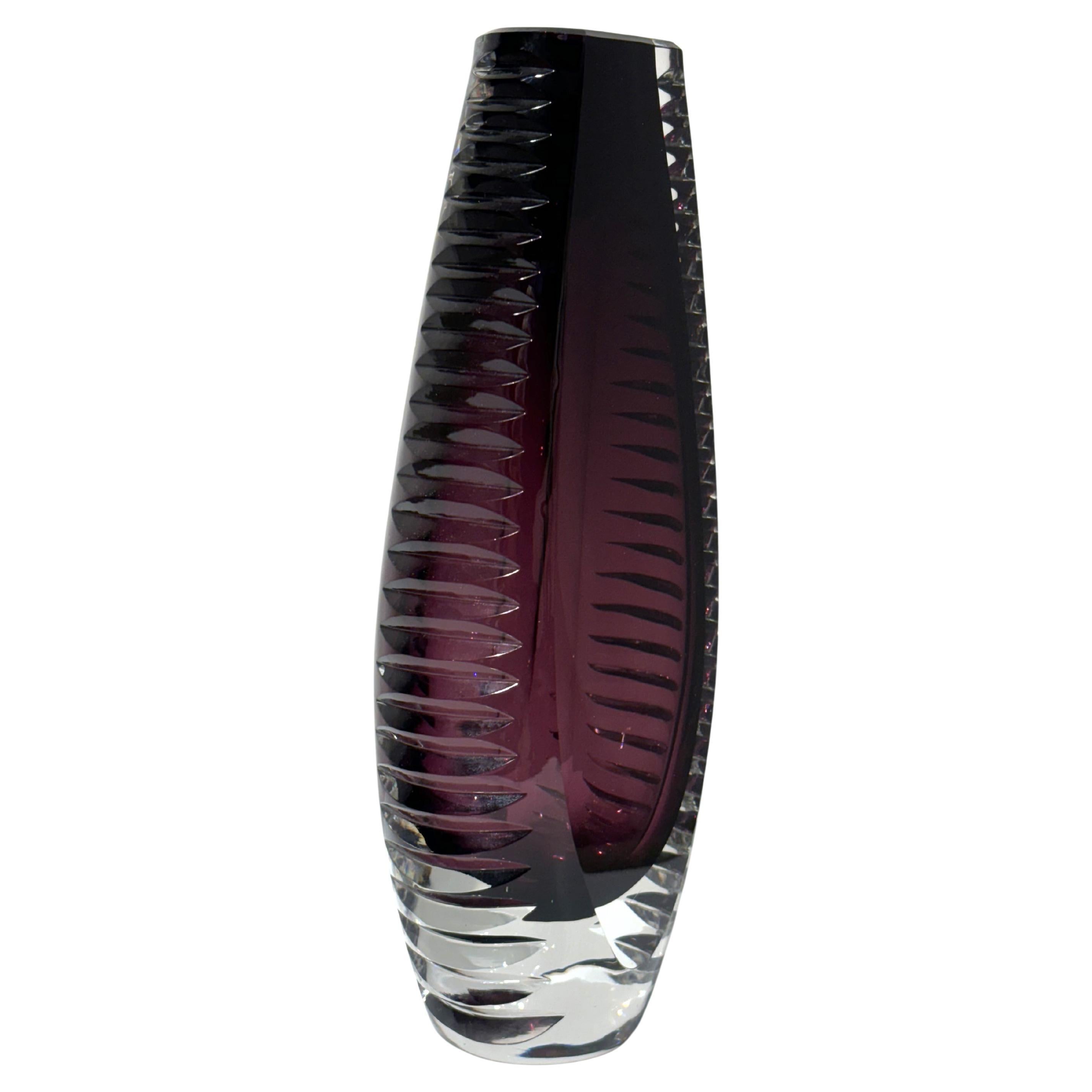 Vase en cristal, gravé à la main, 1970.