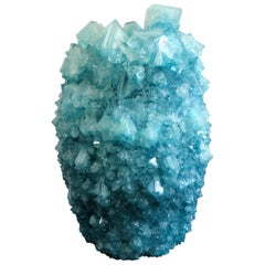Crystal Vase Ice Blue Large by Isaac Monte