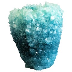 Crystal Vase Ice Blue Medium by Isaac Monte 2