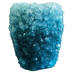 Crystal Vase Ice Blue Medium by Isaac Monte