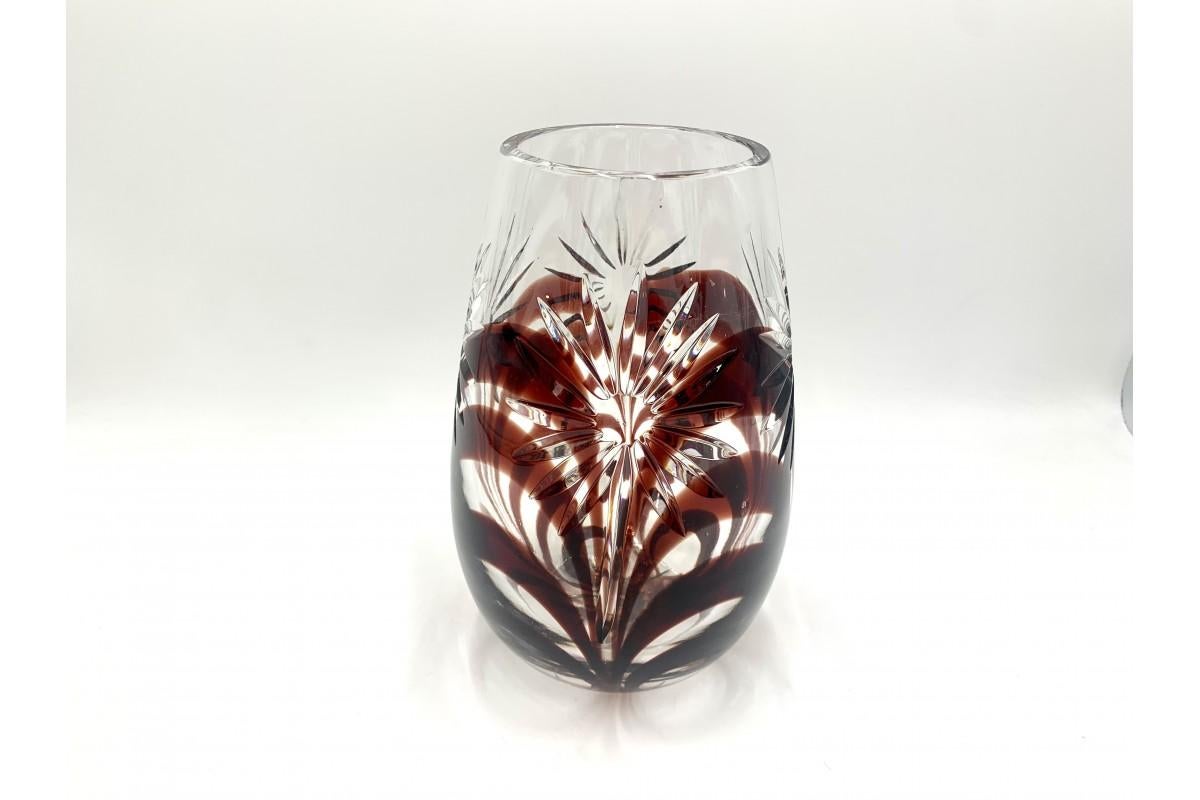 Mid-Century Modern Crystal vase, Julia Glassworks, Poland, 1960s For Sale