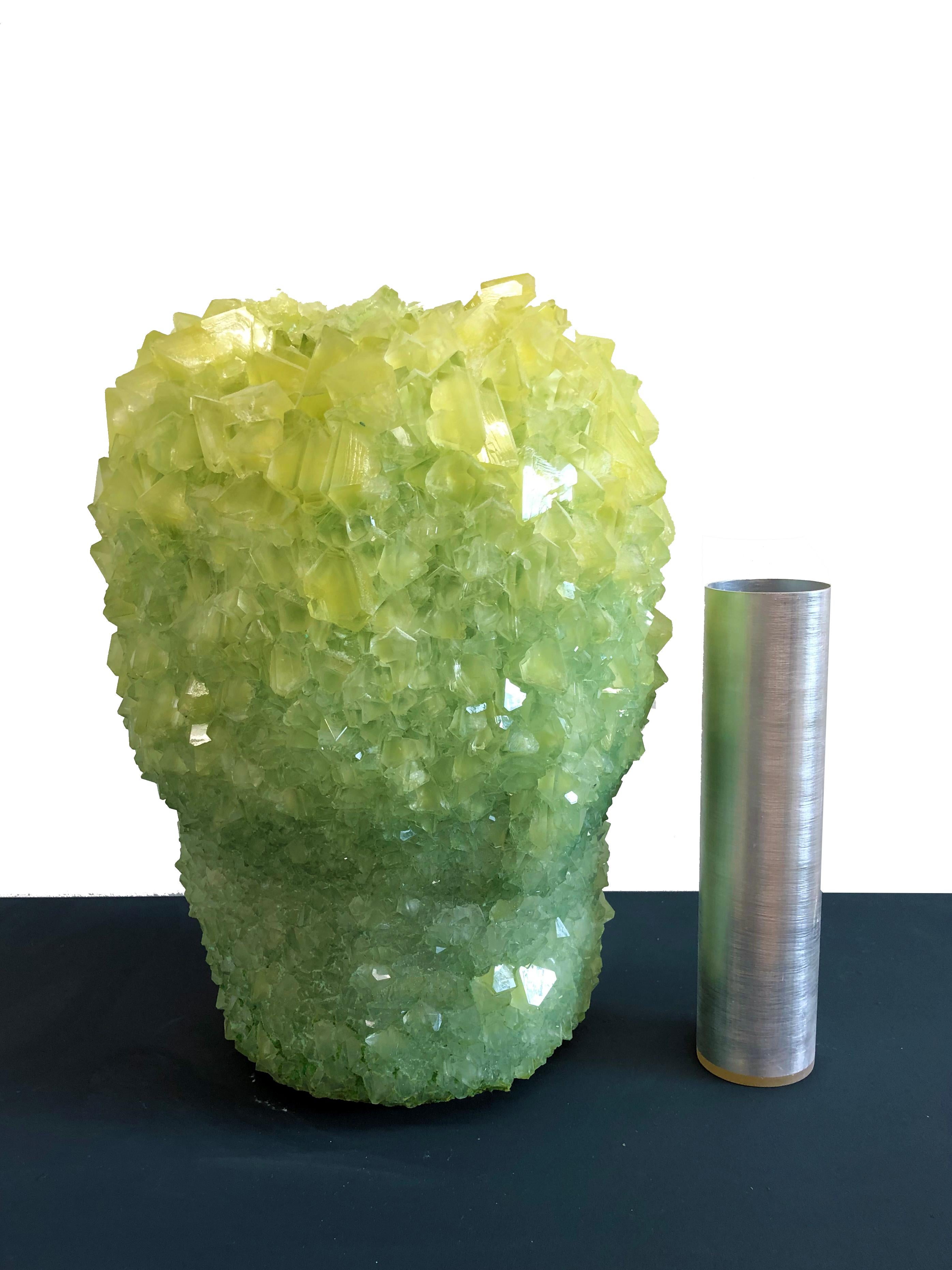 Baroque Crystal Vase Lime Large by Isaac Monte