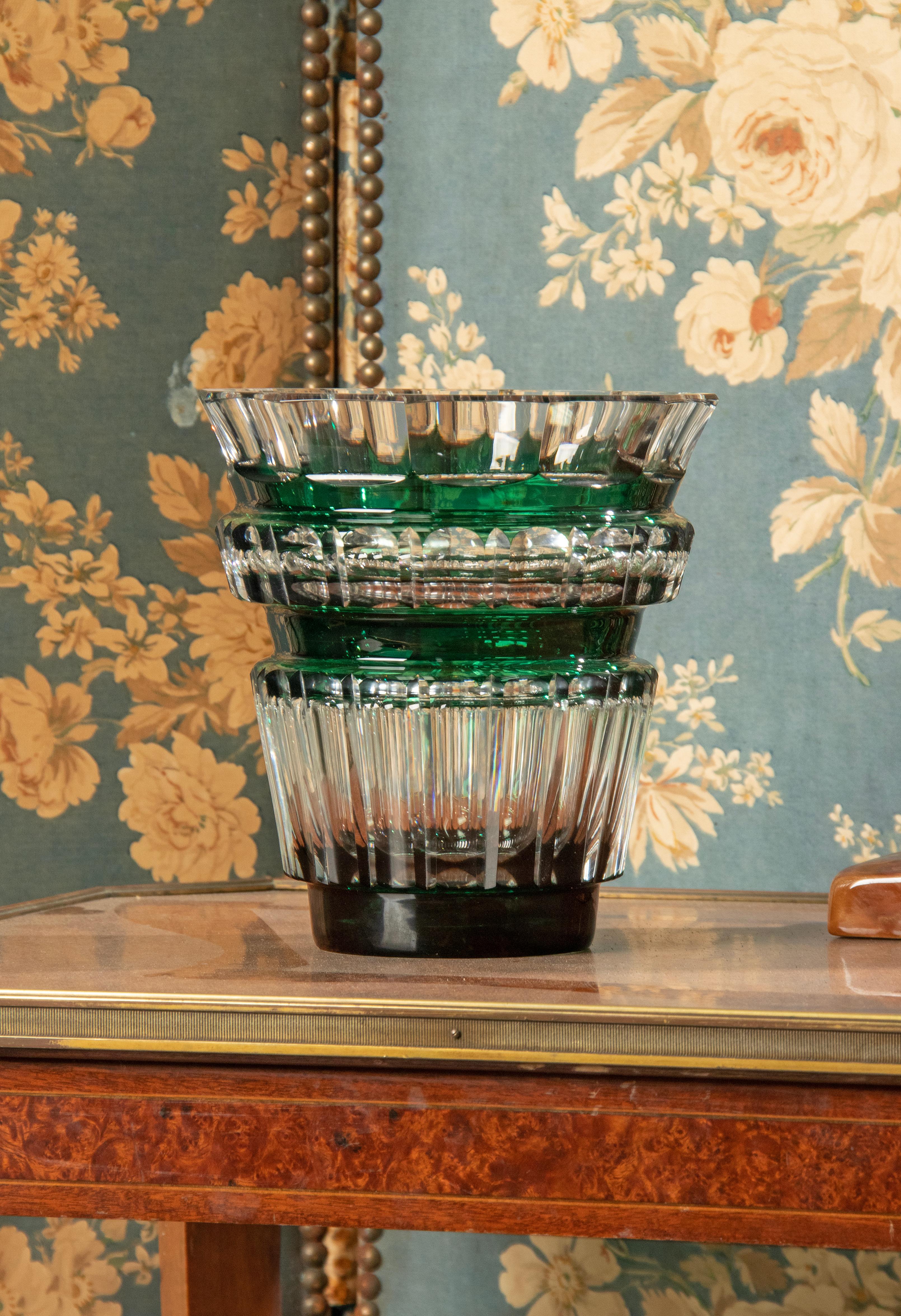 Art Deco Crystal Vase Made by Val Saint Lambert Model Bolero Design by Charles Graffart