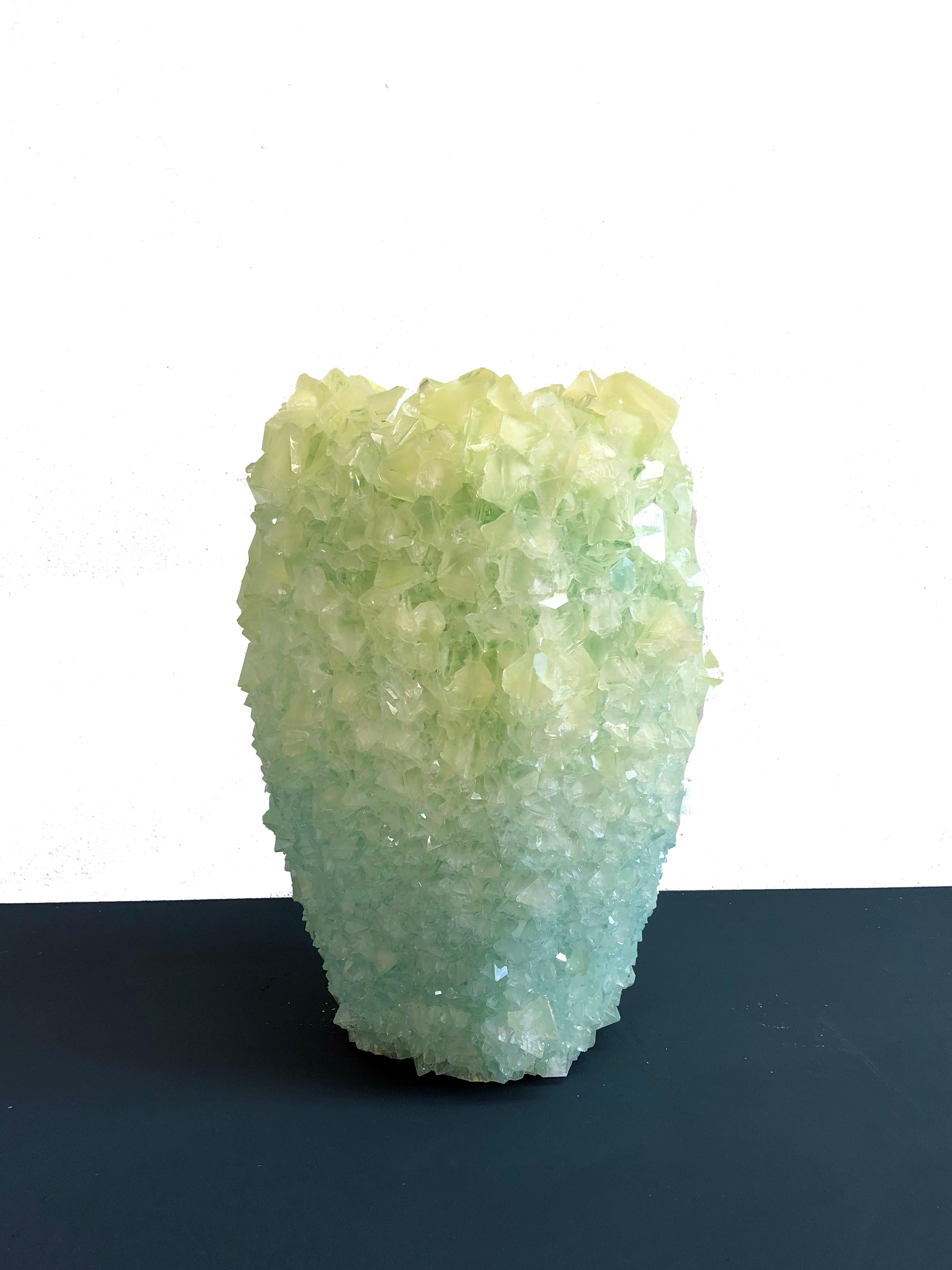 Dutch Crystal Vase Mint Large by Isaac Monte For Sale