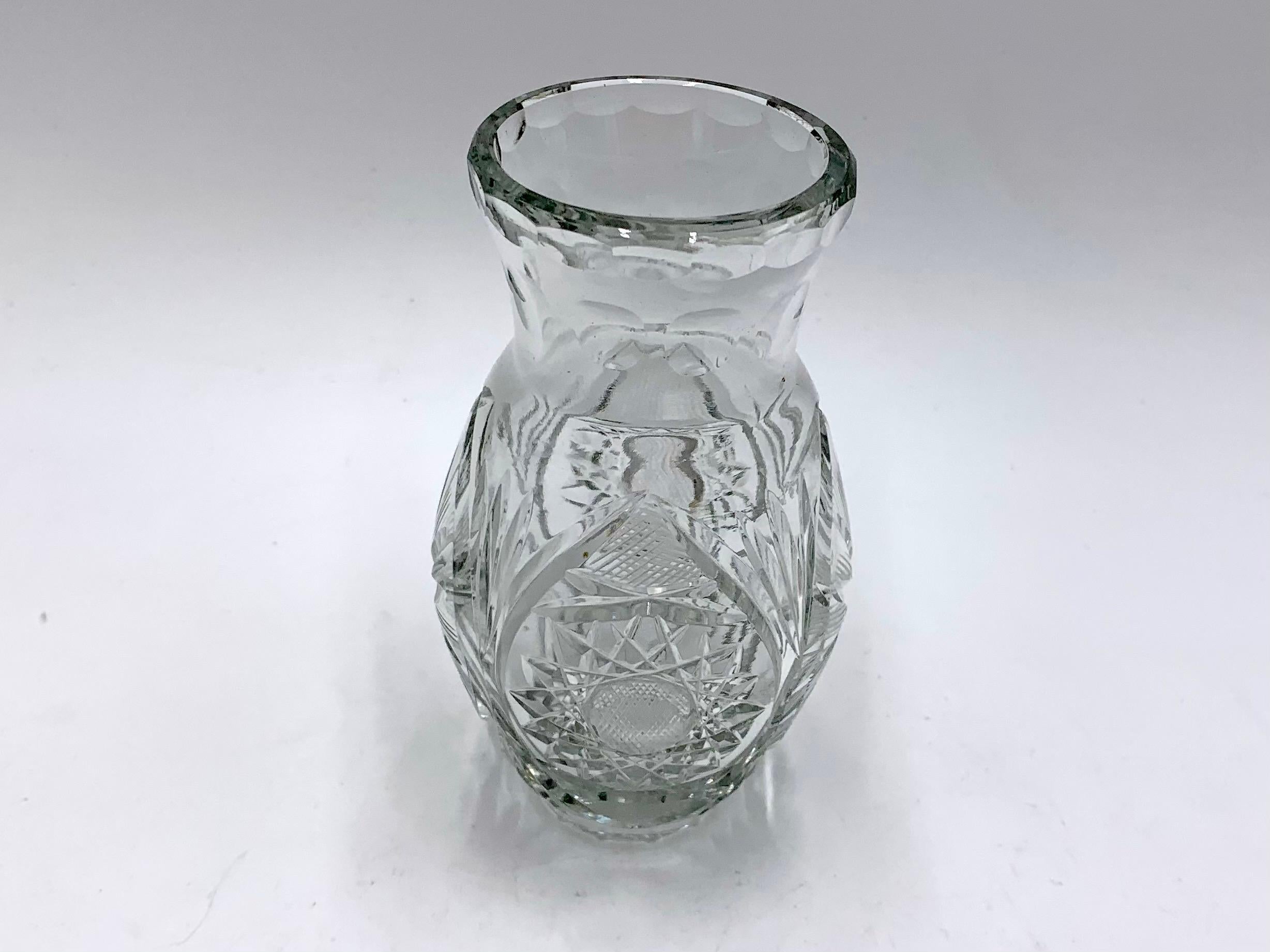 Mid-Century Modern Crystal Vase, Poland, 1960s For Sale
