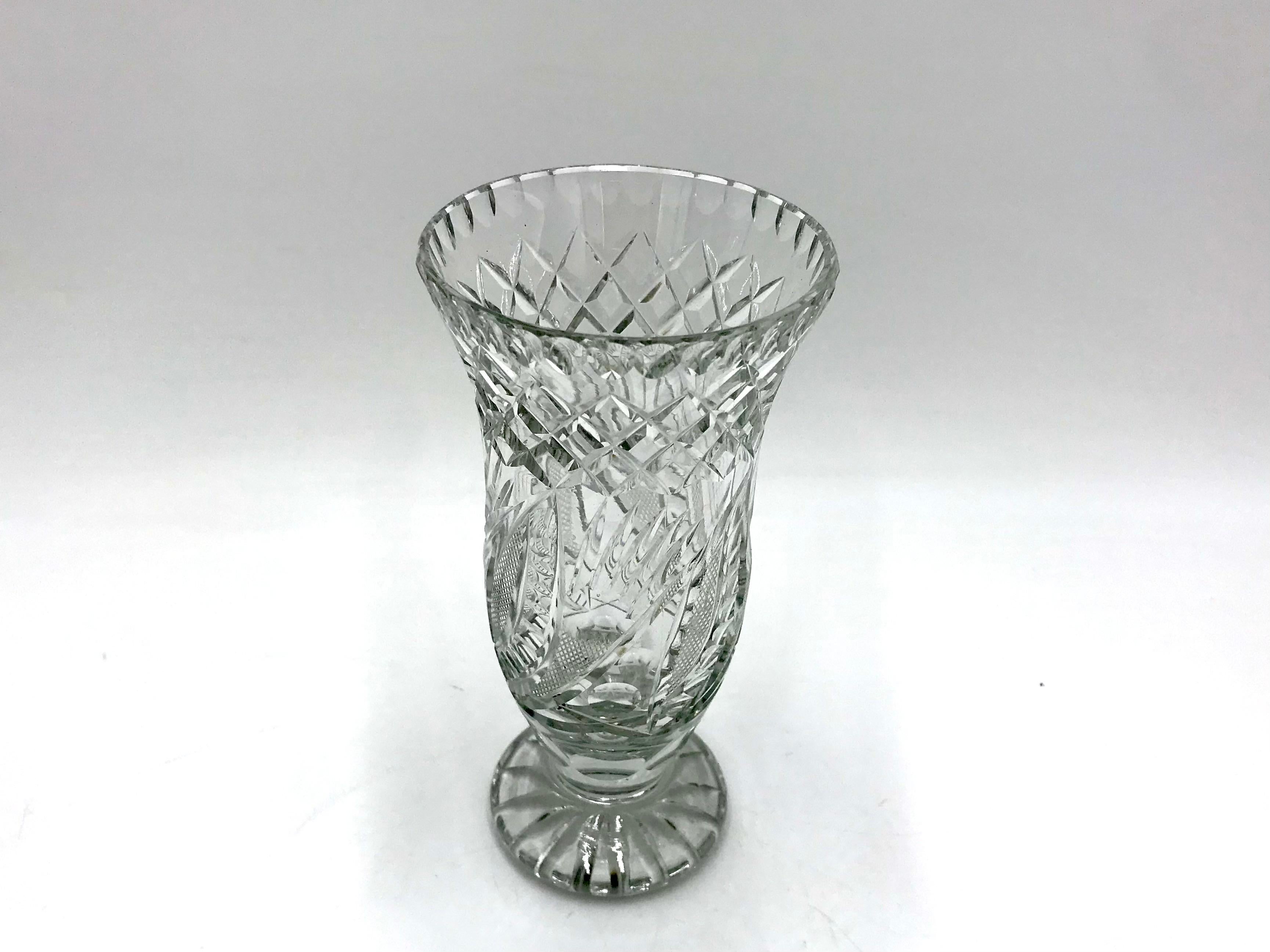 Mid-Century Modern Vase en cristal, Pologne, années 1960 en vente