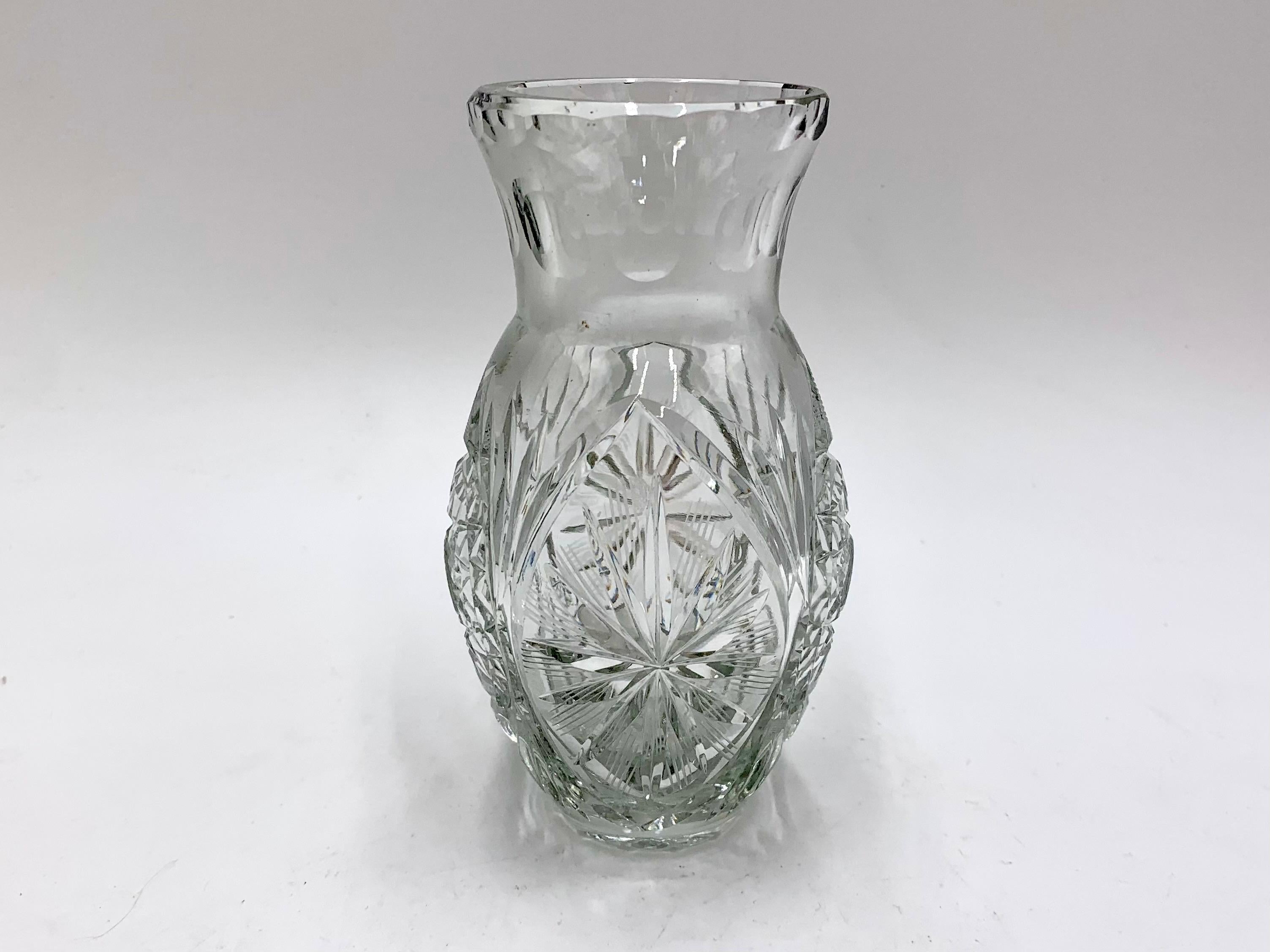 Mid-20th Century Crystal Vase, Poland, 1960s For Sale