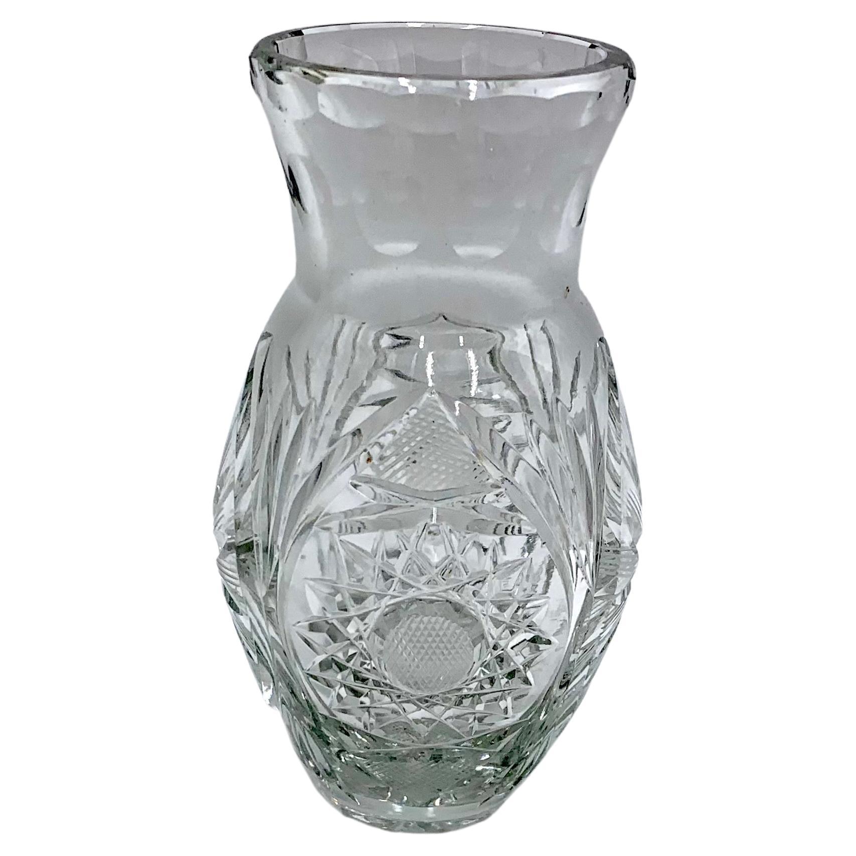 Crystal Vase, Poland, 1960s For Sale