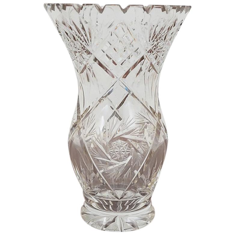 Crystal Vase, Poland, 1970s For Sale