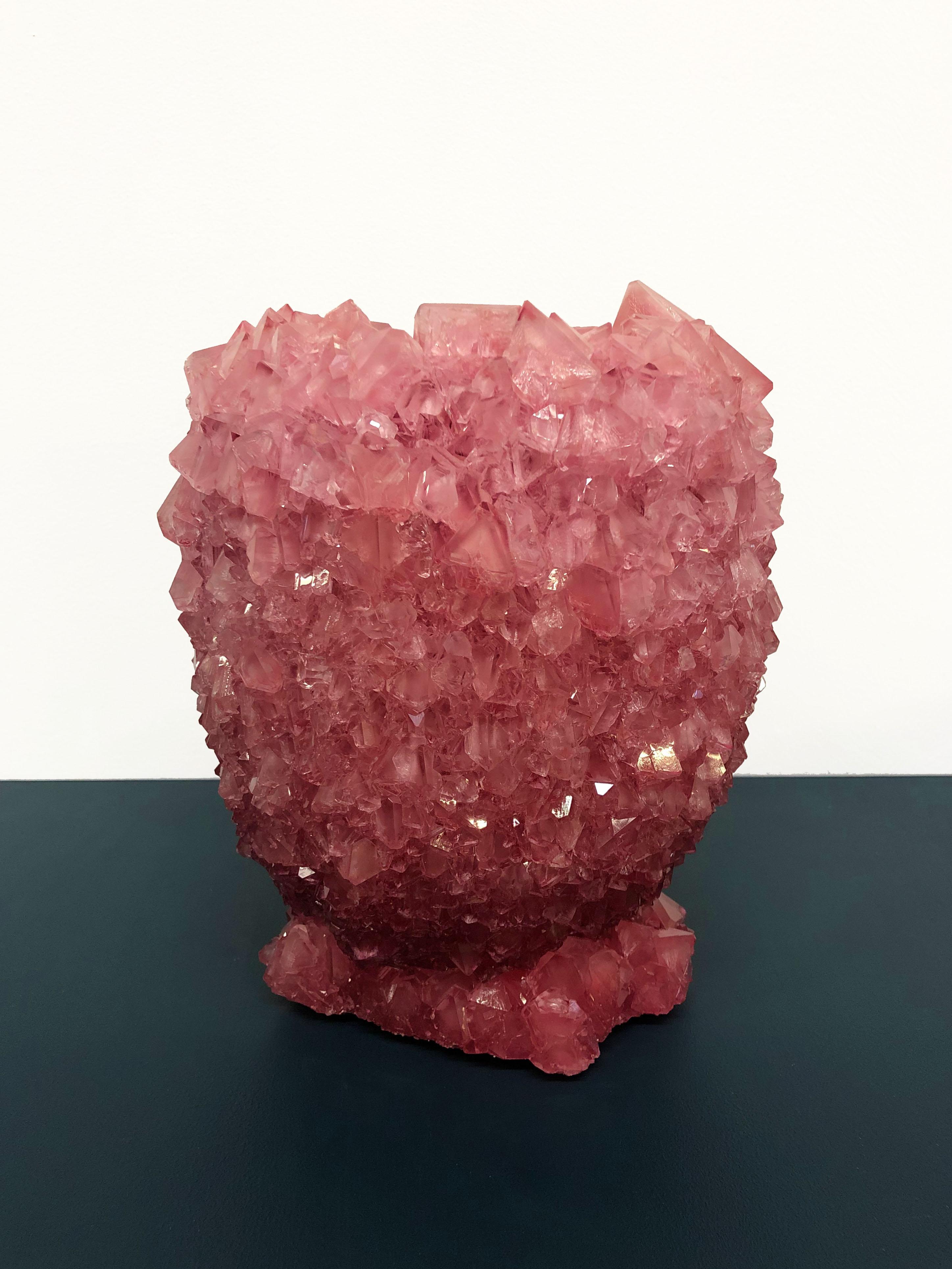 Baroque Crystal Vase Raspberry Medium by Isaac Monte