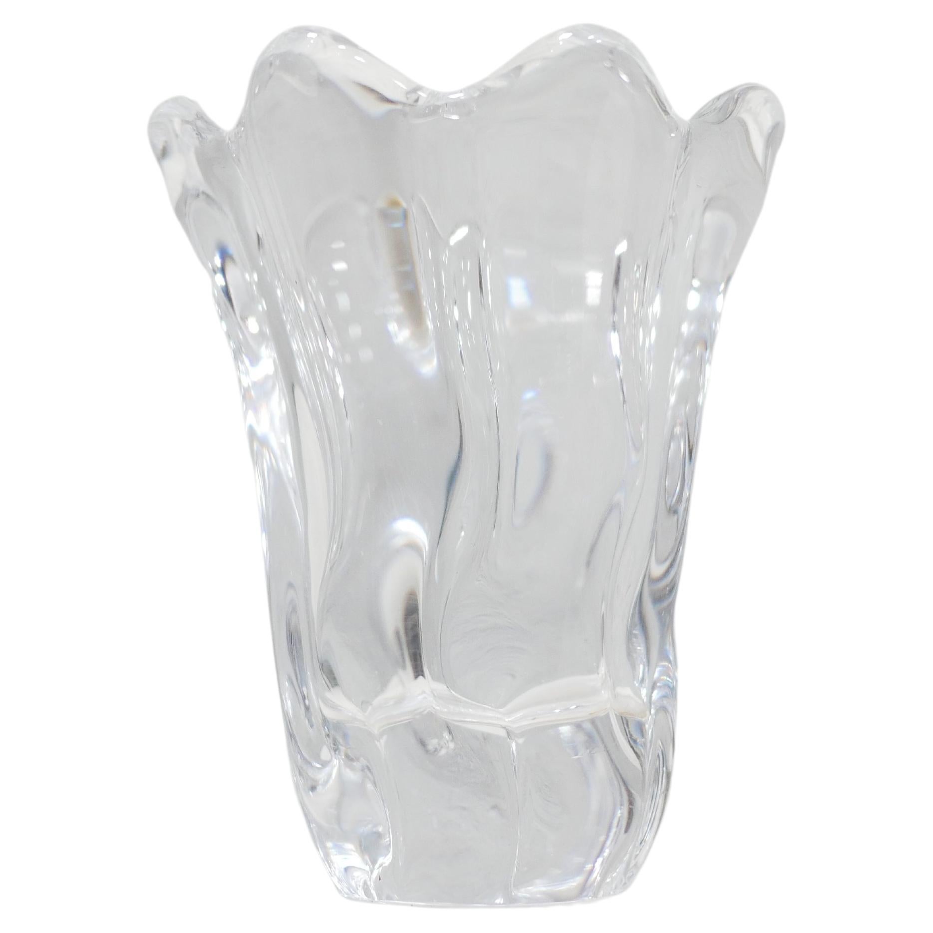 Crystal Vase Signed Daum, France For Sale