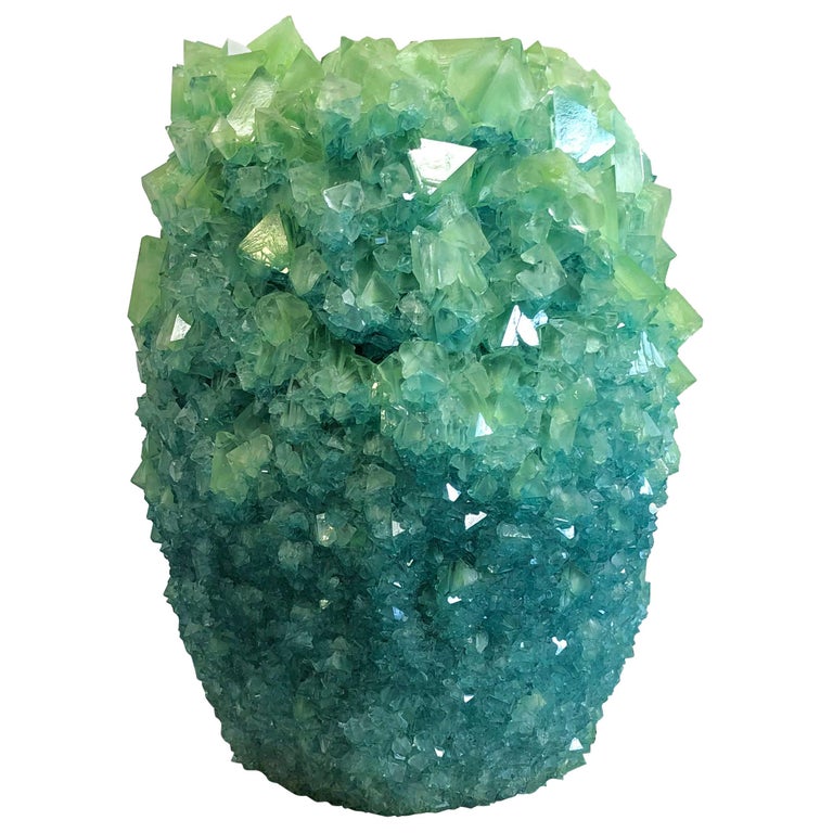Crystal Vase Teal Large 1 by Isaac Monte at 1stDibs