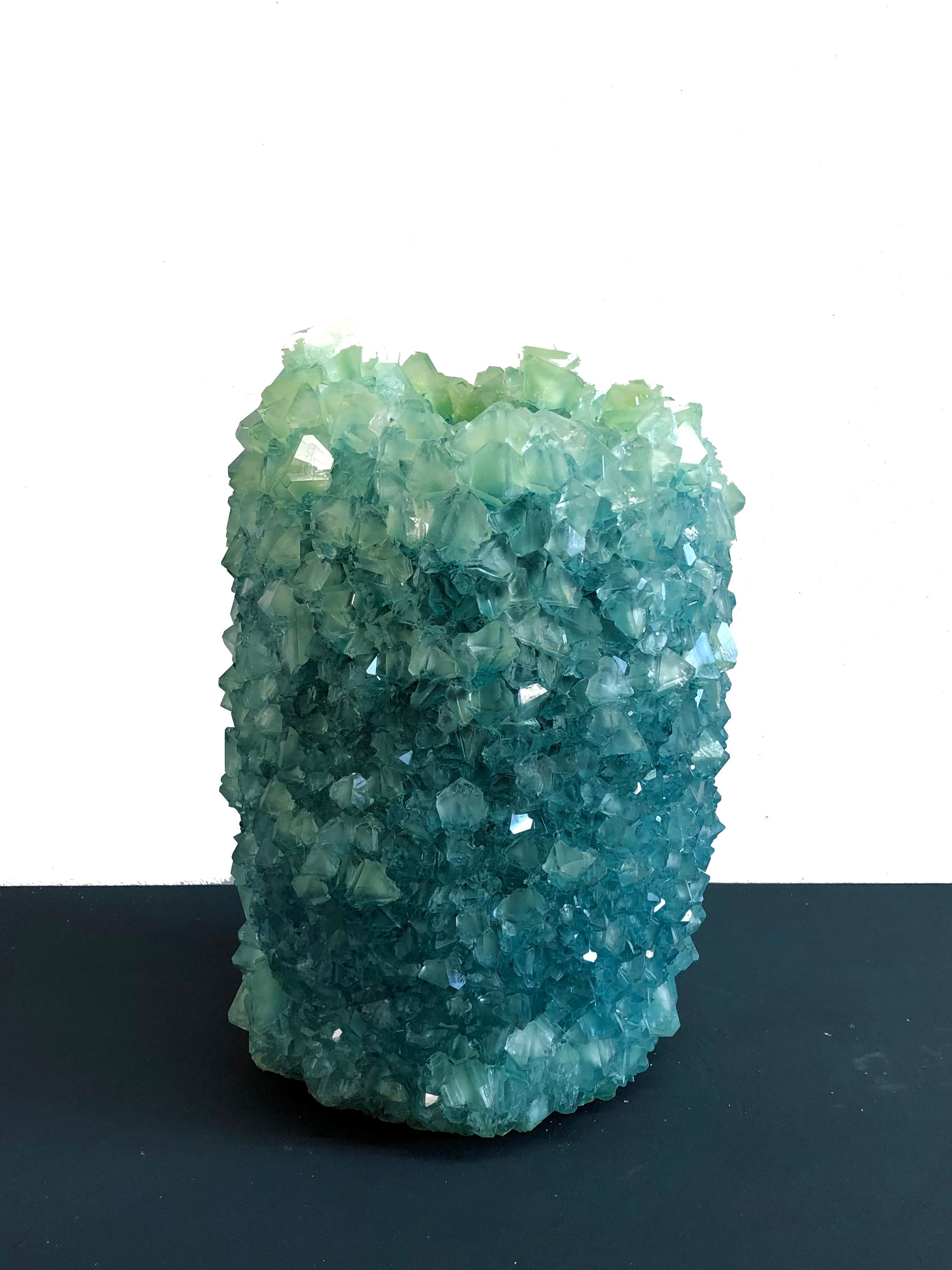 Baroque Crystal Vase Teal Large 2 by Isaac Monte