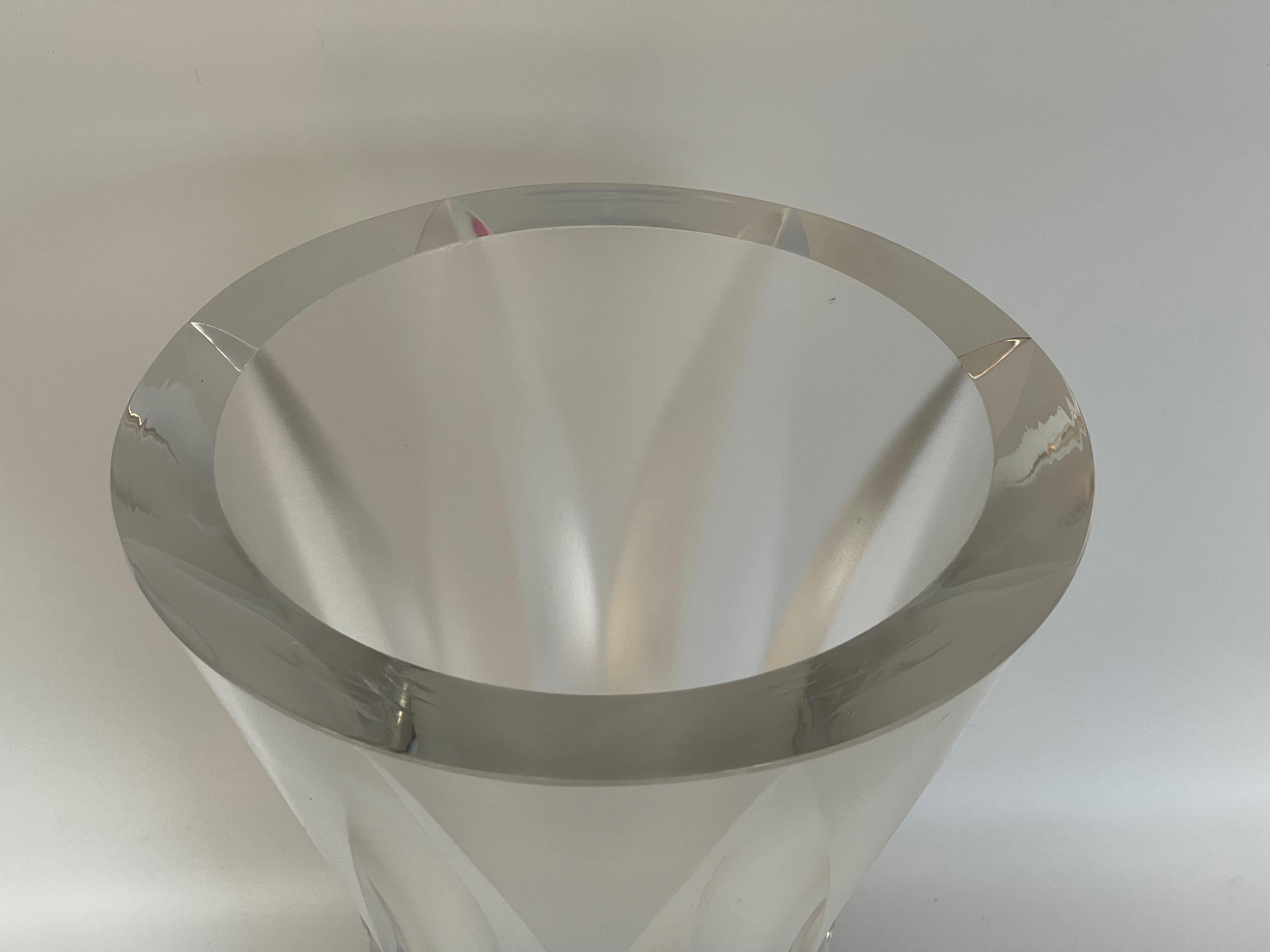Art Deco Crystal Vase with Cut Sides Cristallerie Saint Louis For Sale