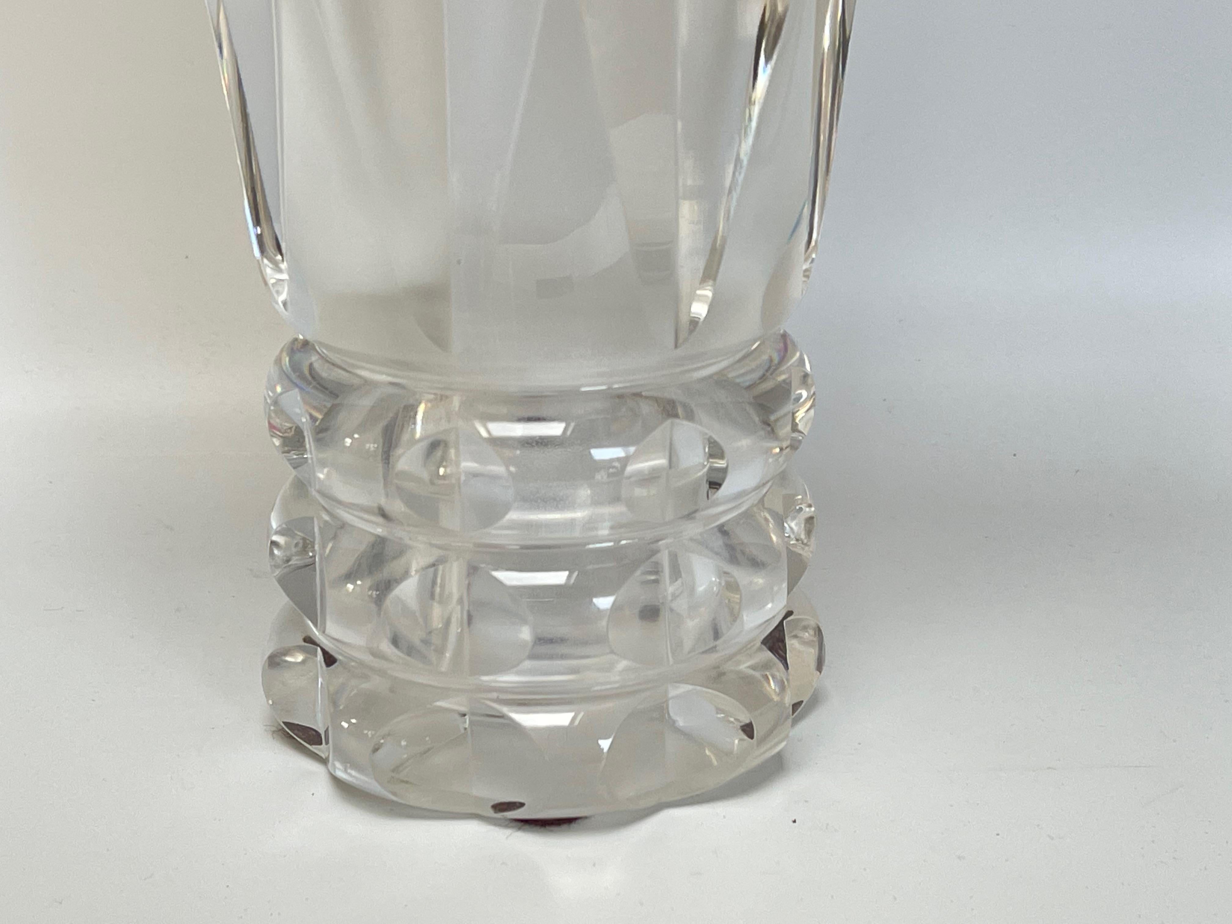 Mid-20th Century Crystal Vase with Cut Sides Cristallerie Saint Louis For Sale