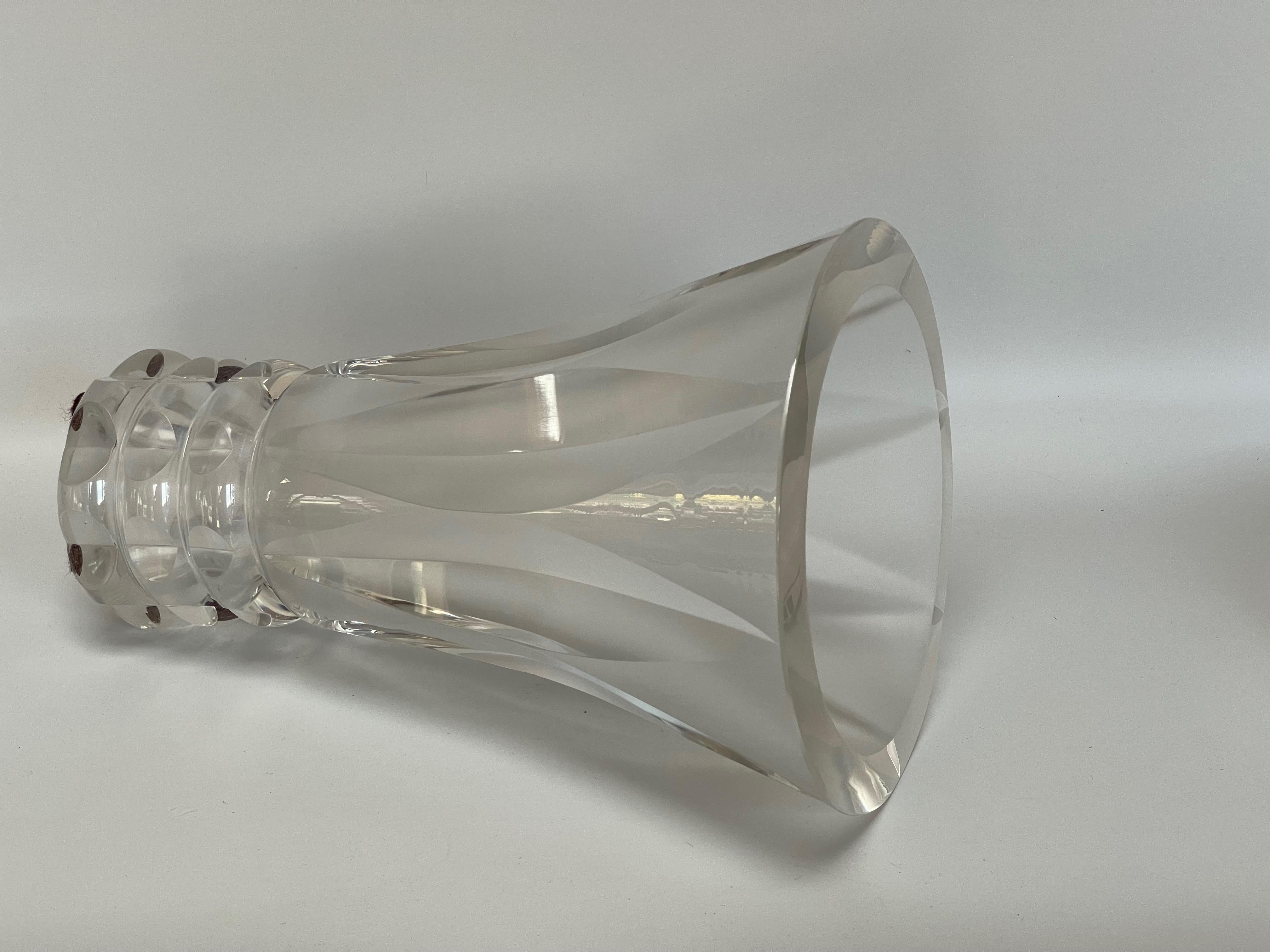 Crystal Vase with Cut Sides Cristallerie Saint Louis For Sale 3