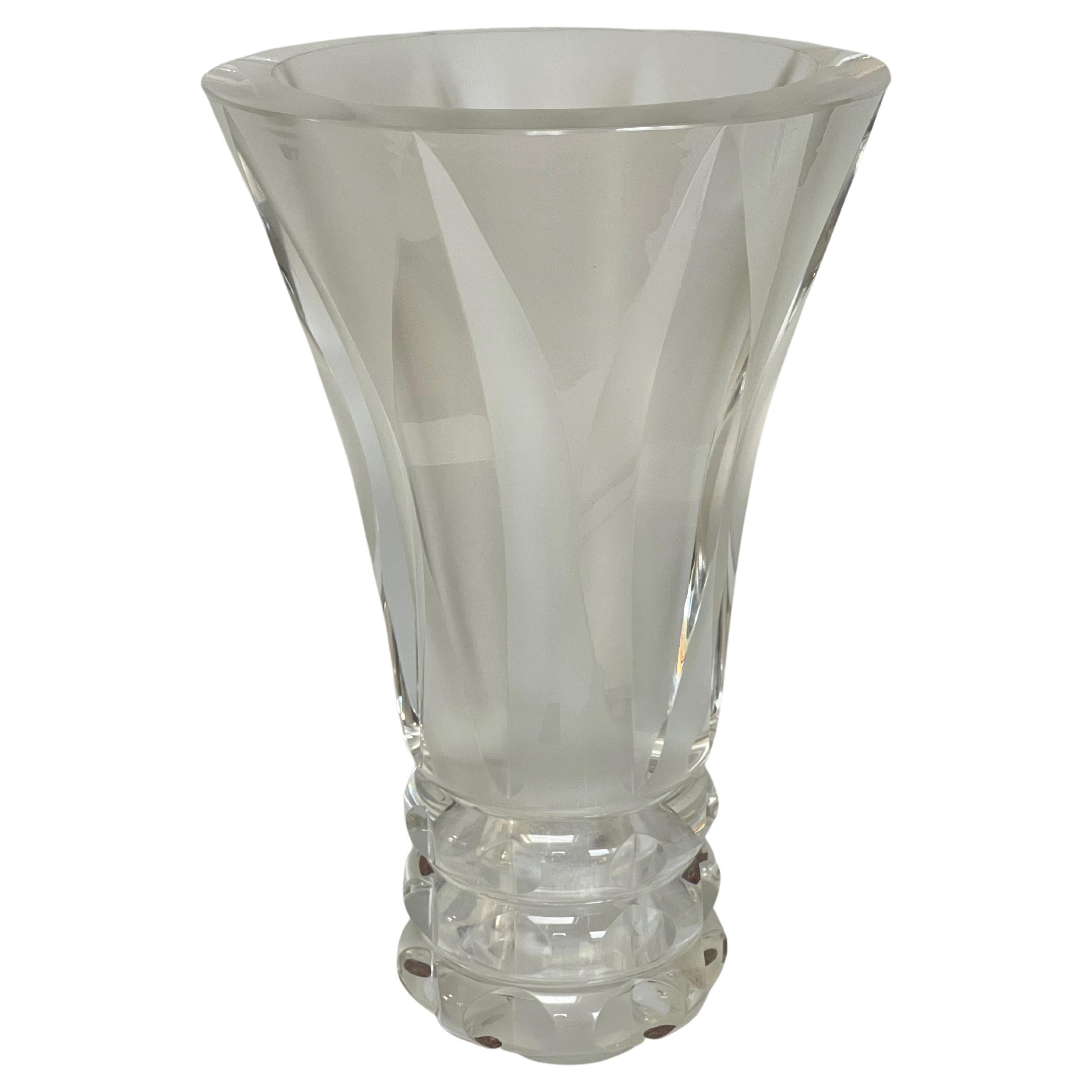 Crystal Vase with Cut Sides Cristallerie Saint Louis